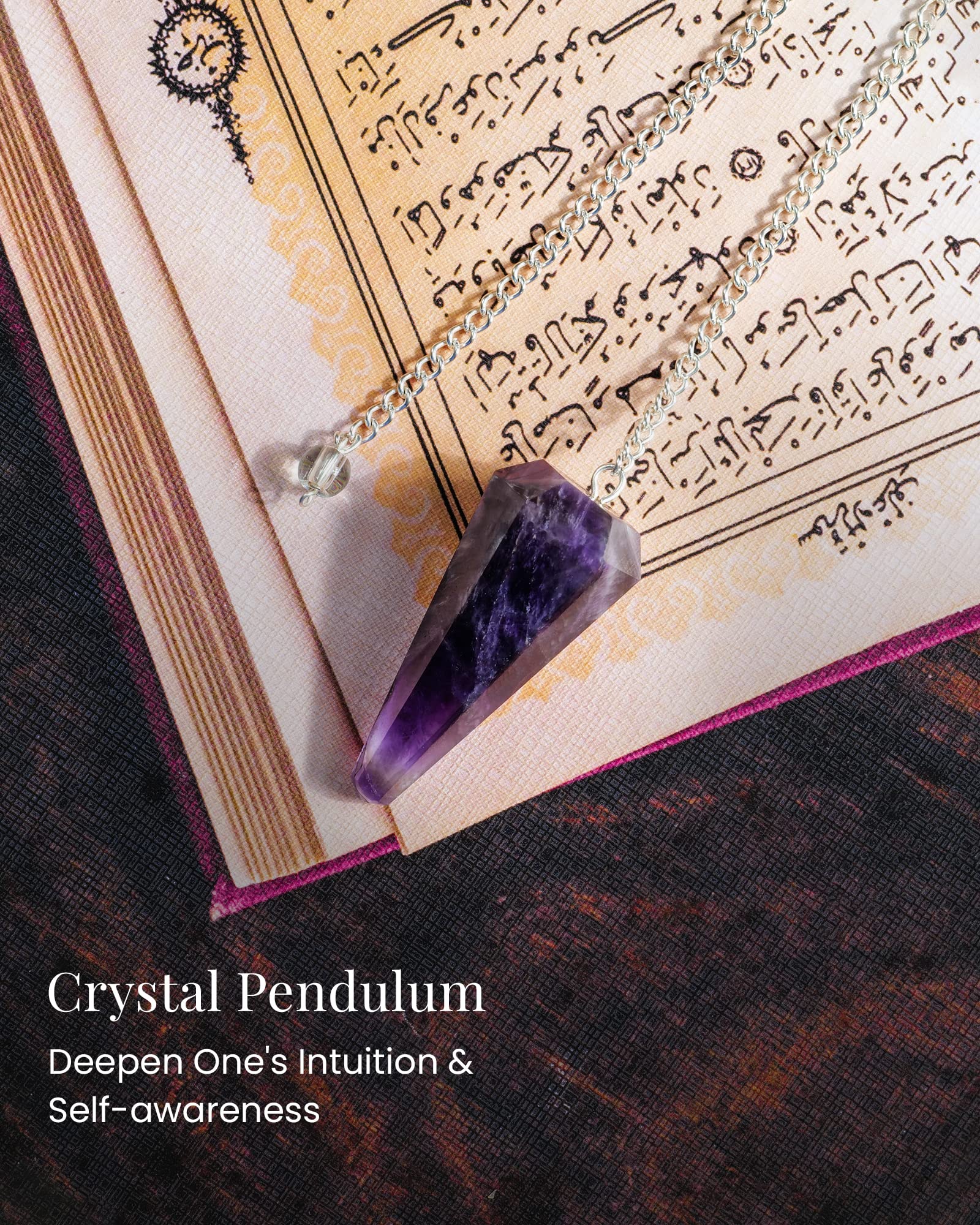 NARIBABU pendule chakra améthyste : équilibre des chakras pendant la méditation.