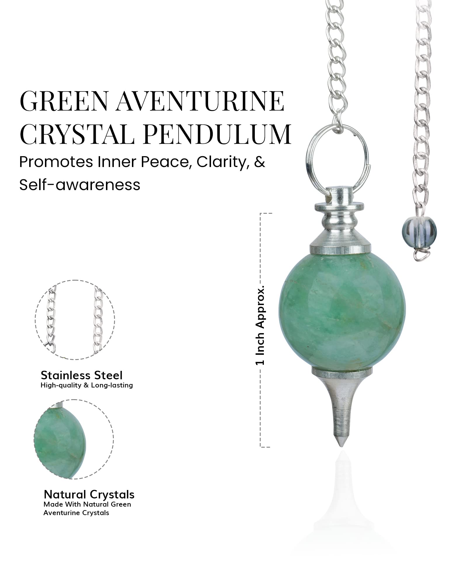 Pendule Naribabu en cristal aventurine verte, favorise l’équilibre des énergies et des chakras.