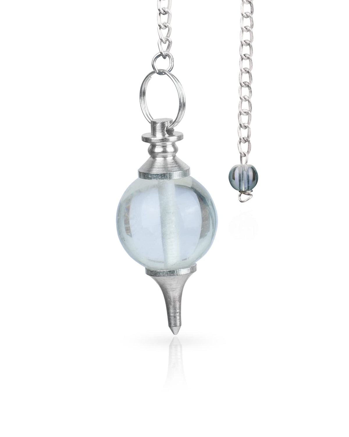 Pendule Naribabu en quartz clair avec balle vector, outil précis pour divination.