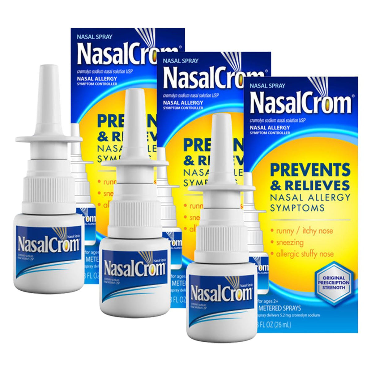 Nasalcrom flacon-nasal-spray : utilisation facile pour prévenir éternuements et écoulement nasal.
