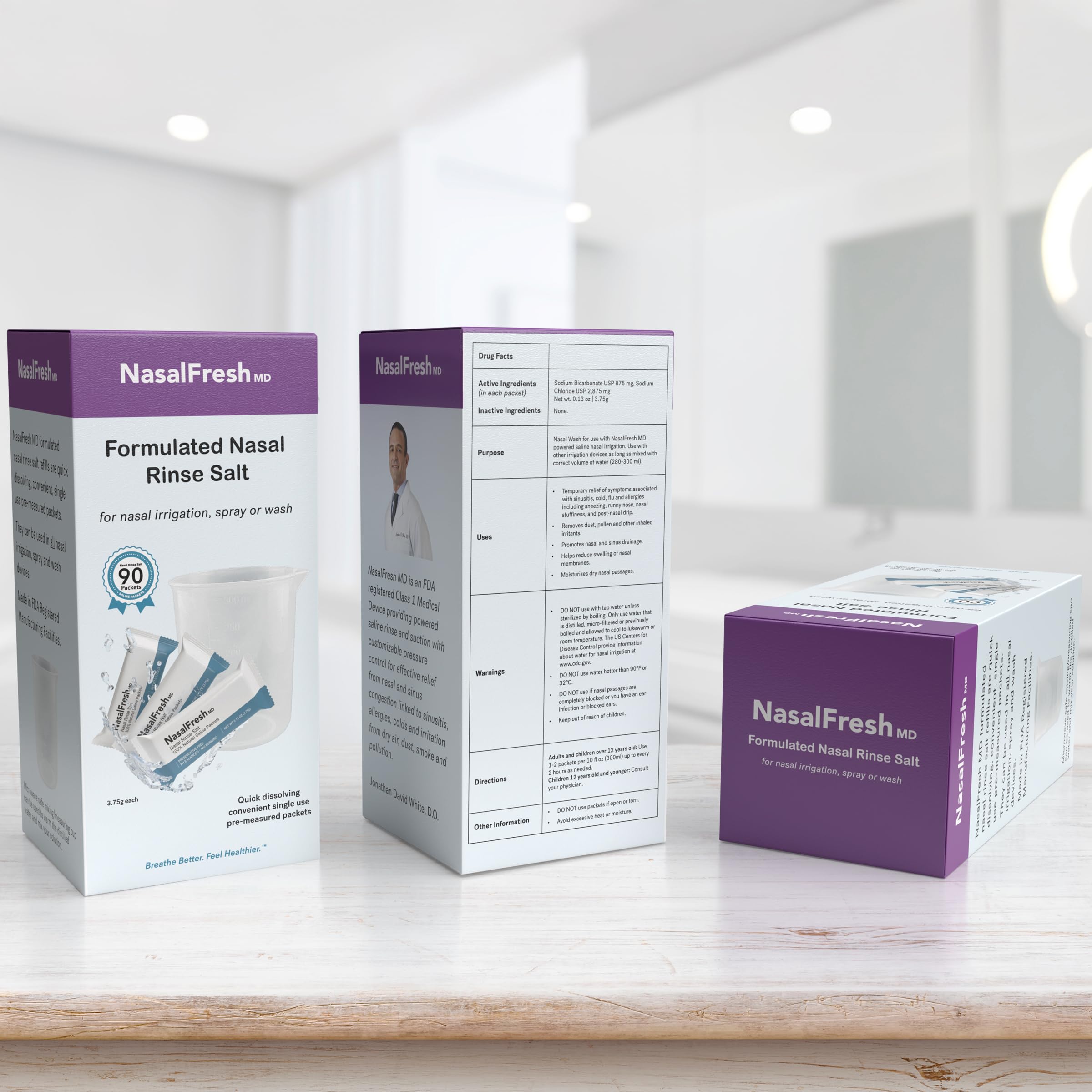 NASALFRESH MD paquets-recharge 90 sachets garantissent une disponibilité pratique.