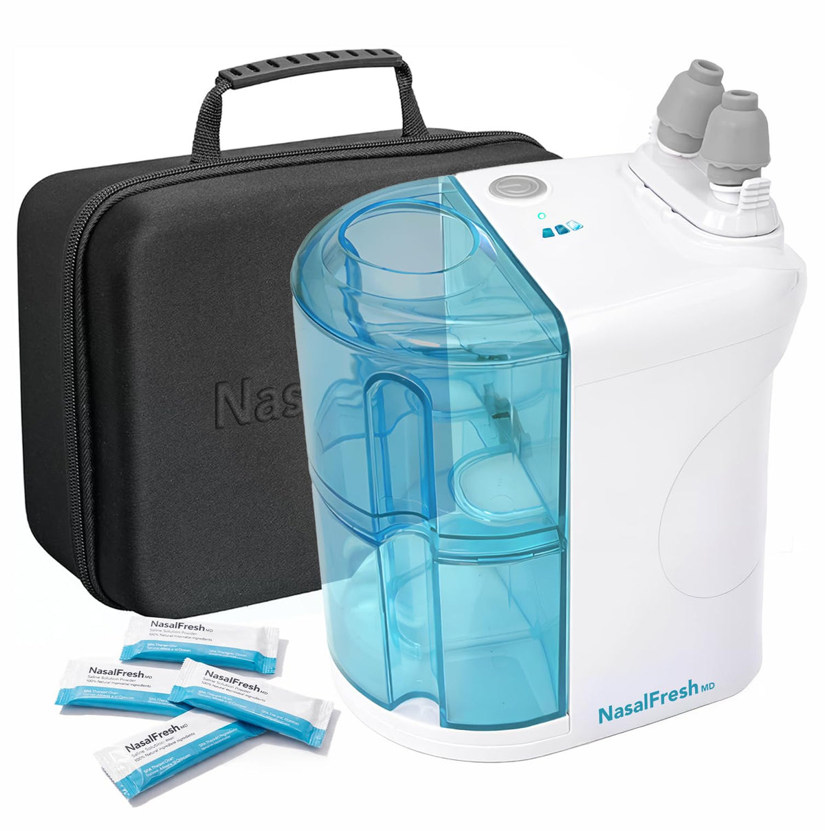 NASALFRESH MD Premium Bundle: système d'irrigation nasal dual pompe, rinçage personnalisé