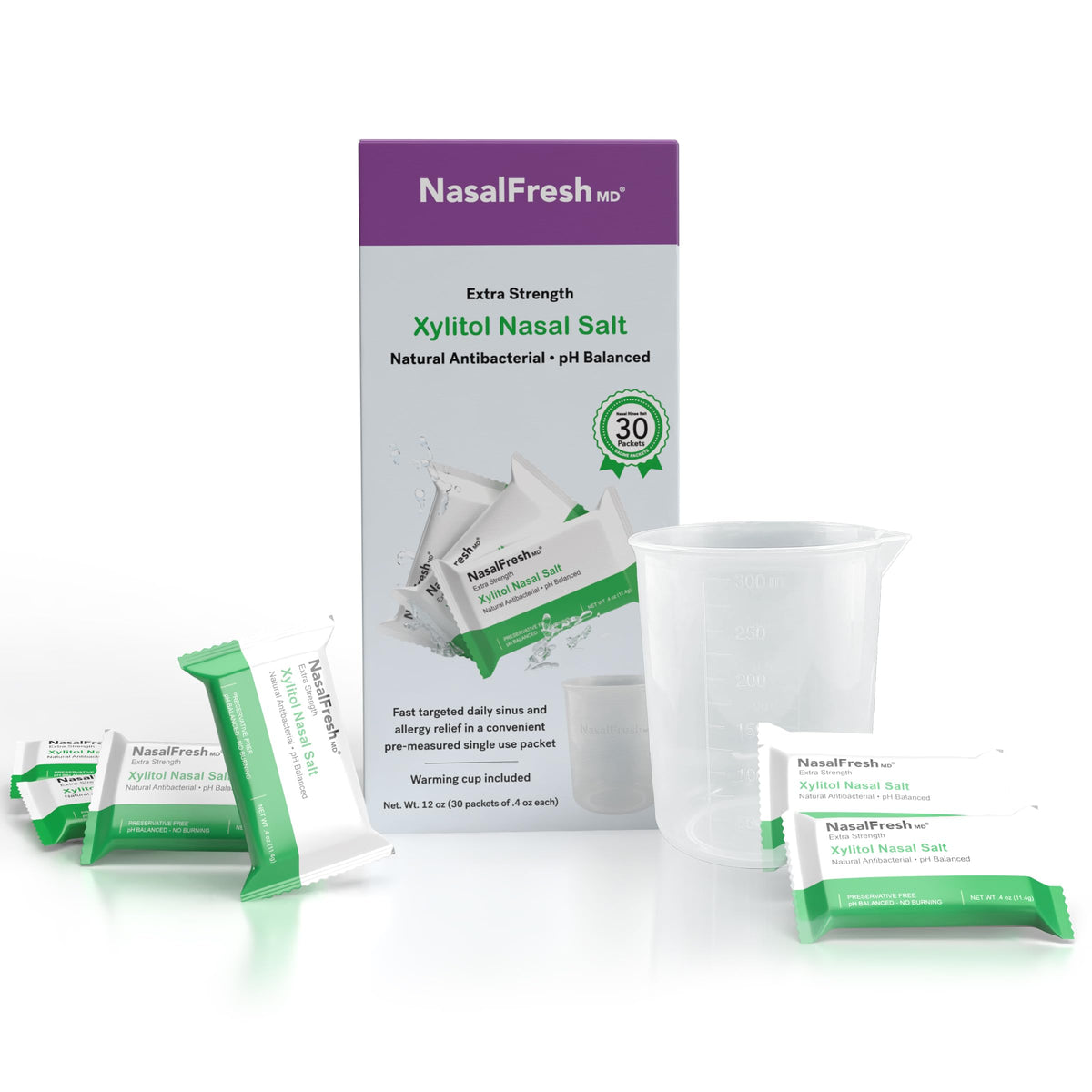 NASALFRESH MD sachets pré-mesurés pour un rinçage nasal pratique à domicile.