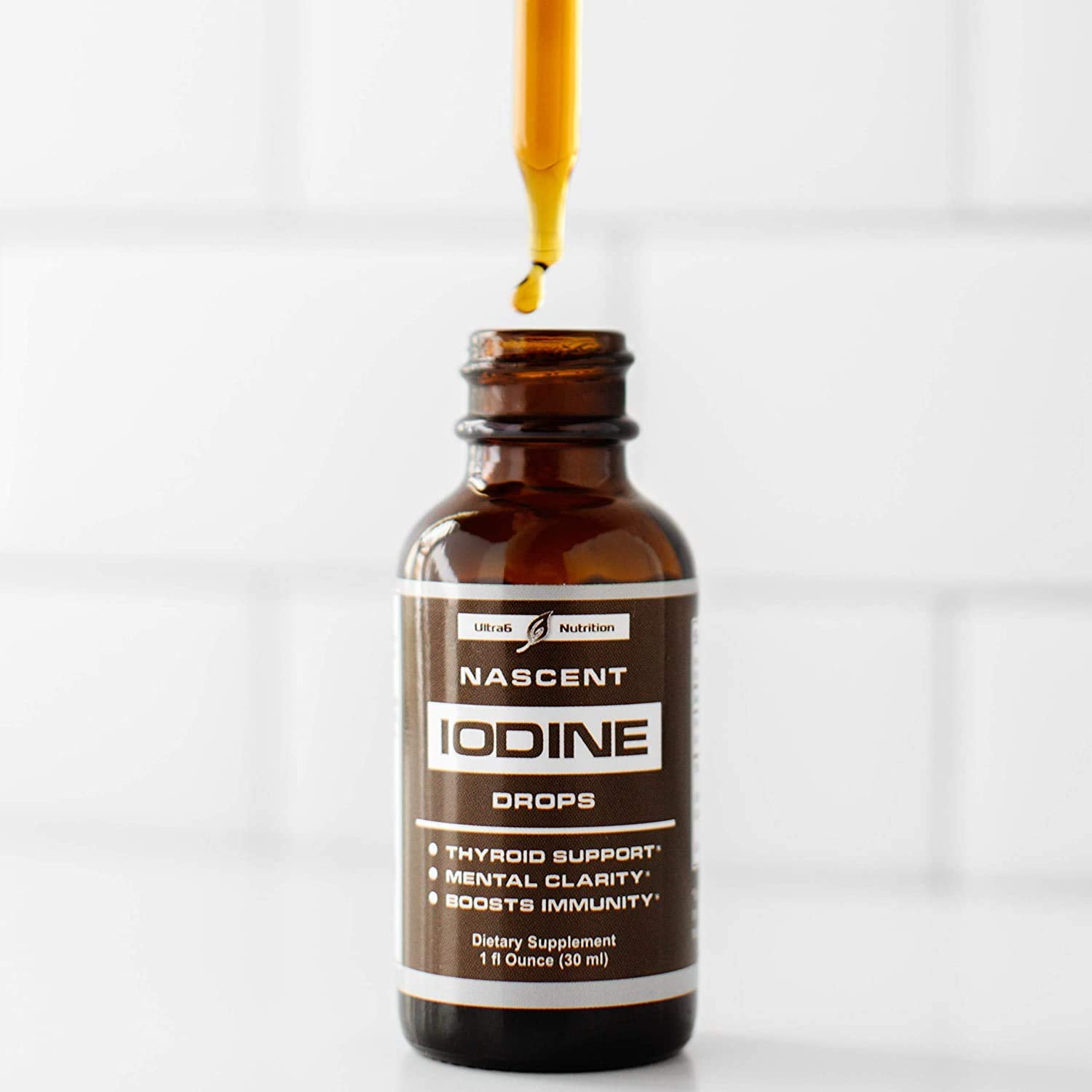 Nascent Iodine étiquette démontrant fabrication USA et GMP