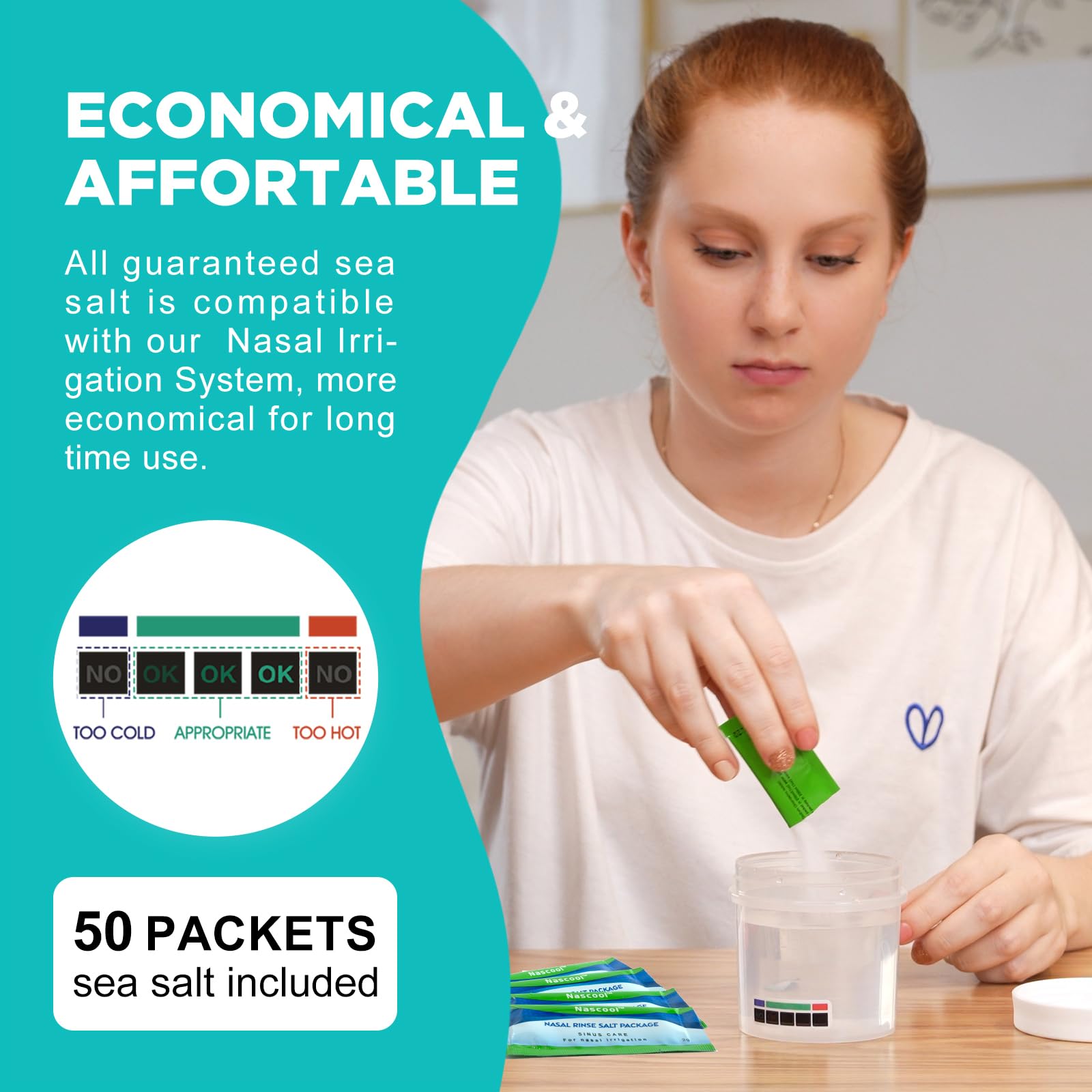 Système Nascool montrant le nettoyage interne et le bac de déchets pour l hygiène.