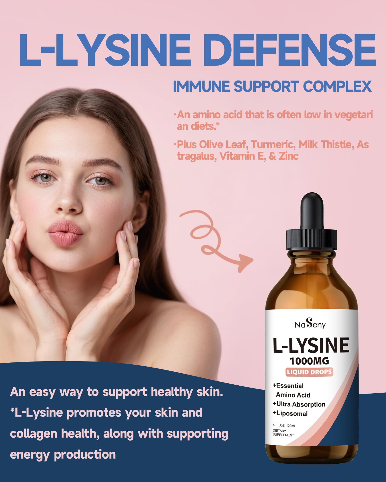 NaSeny gouttes lysine – goutte prête à être versée dans un verre.