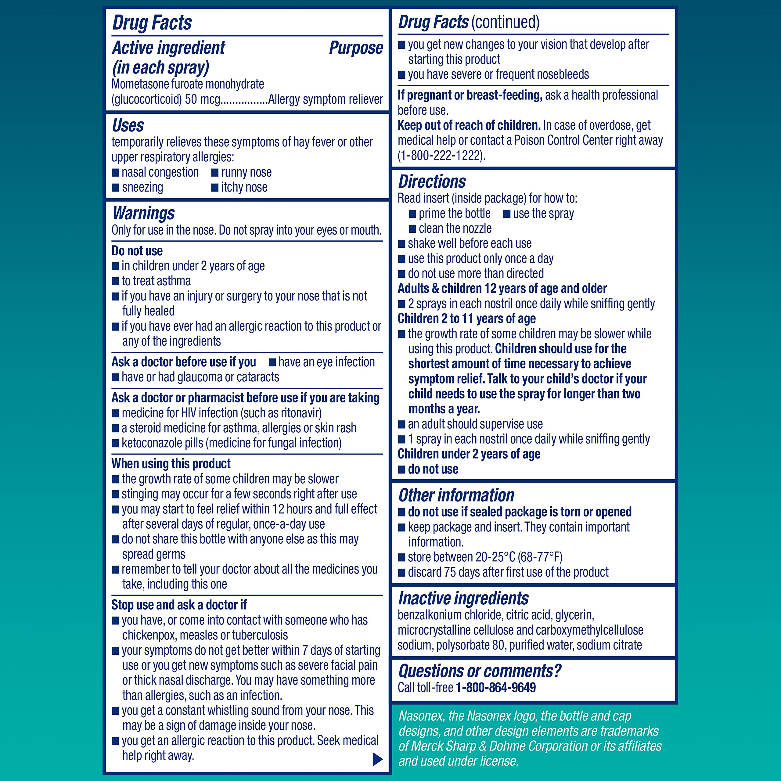 Nasonex dose-pompe, dosage précis pour un usage régulier.