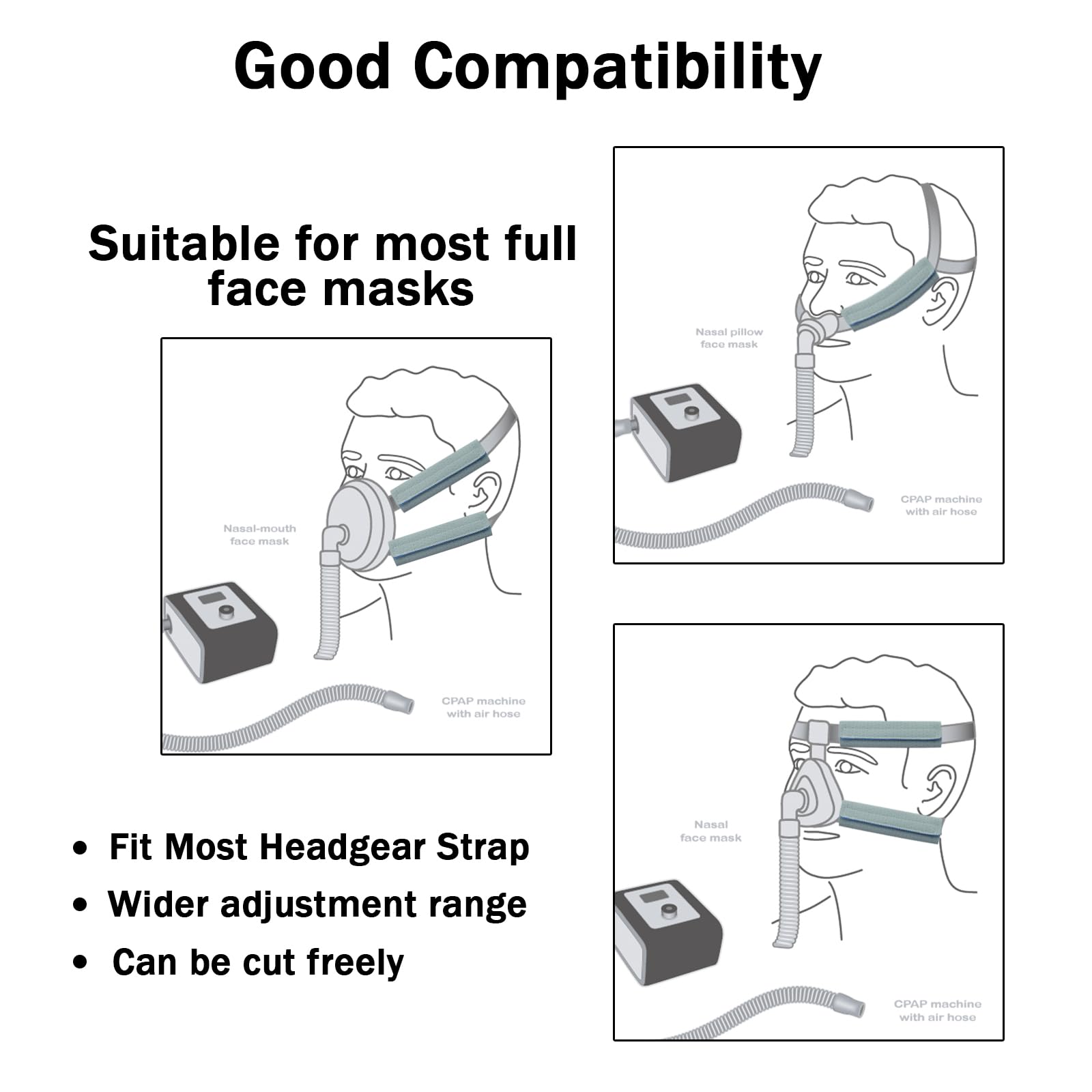 NATAKU coussins compatibles avec la plupart des masques CPAP pour un ajustement sûr.