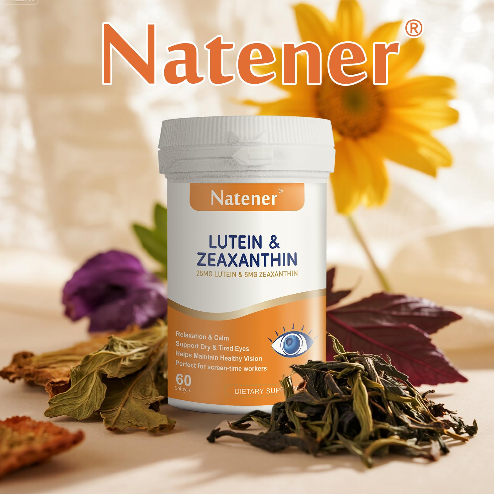 Natener – extrait lutéine et zeaxanthine visibles, protection possible contre la fatigue visuelle.