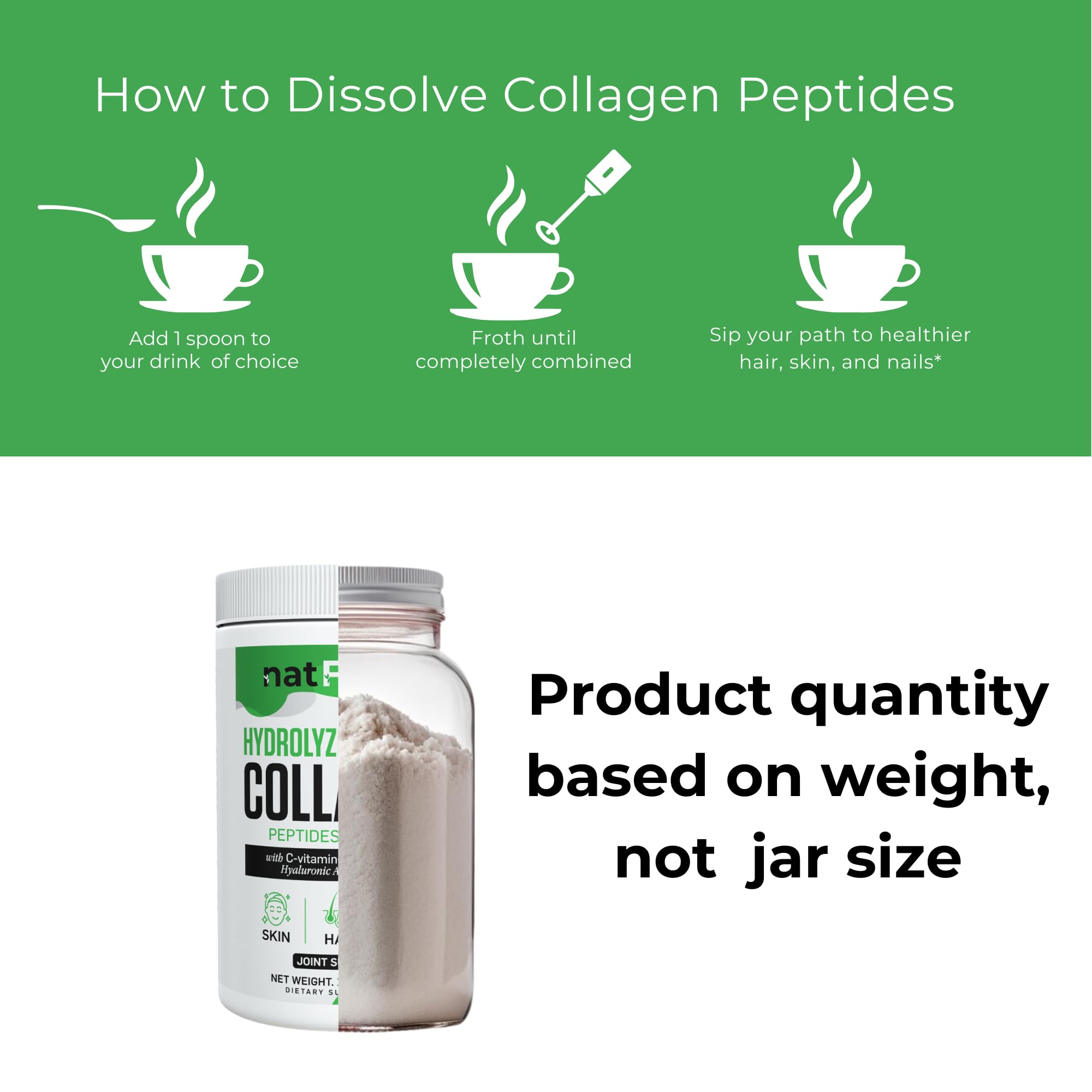 NATFUL Collagen Peptides dans un smoothie, pratique et rapide à préparer.