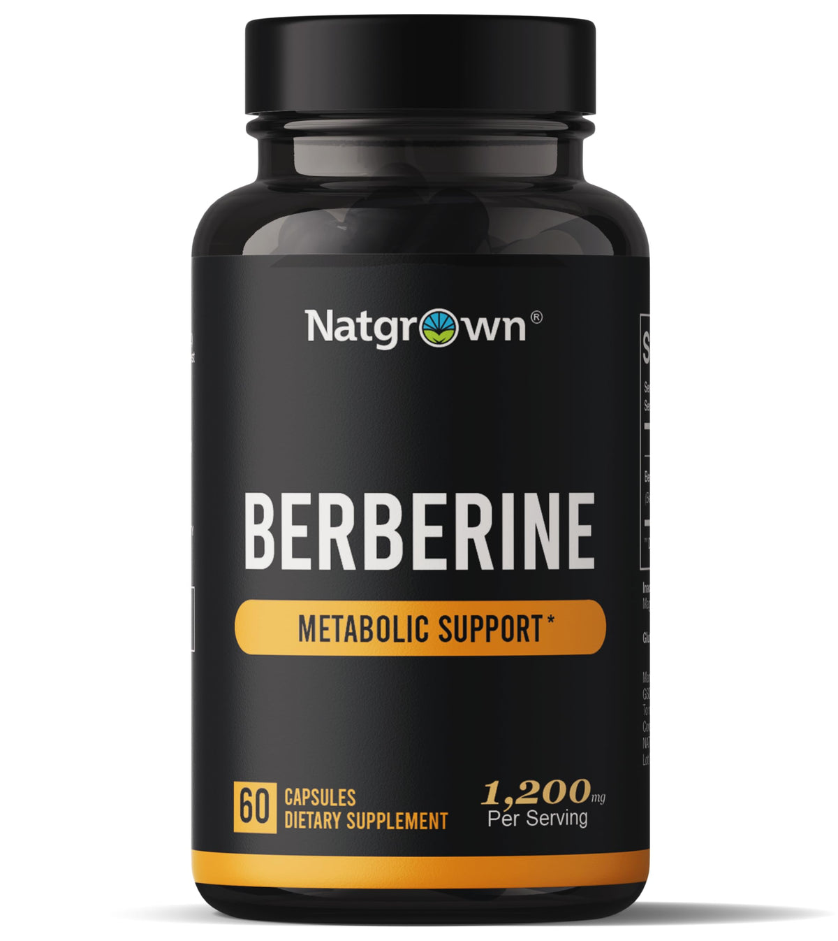 Natgrown Berberine HCl, bouteille: soutien métabolique quotidien possible.