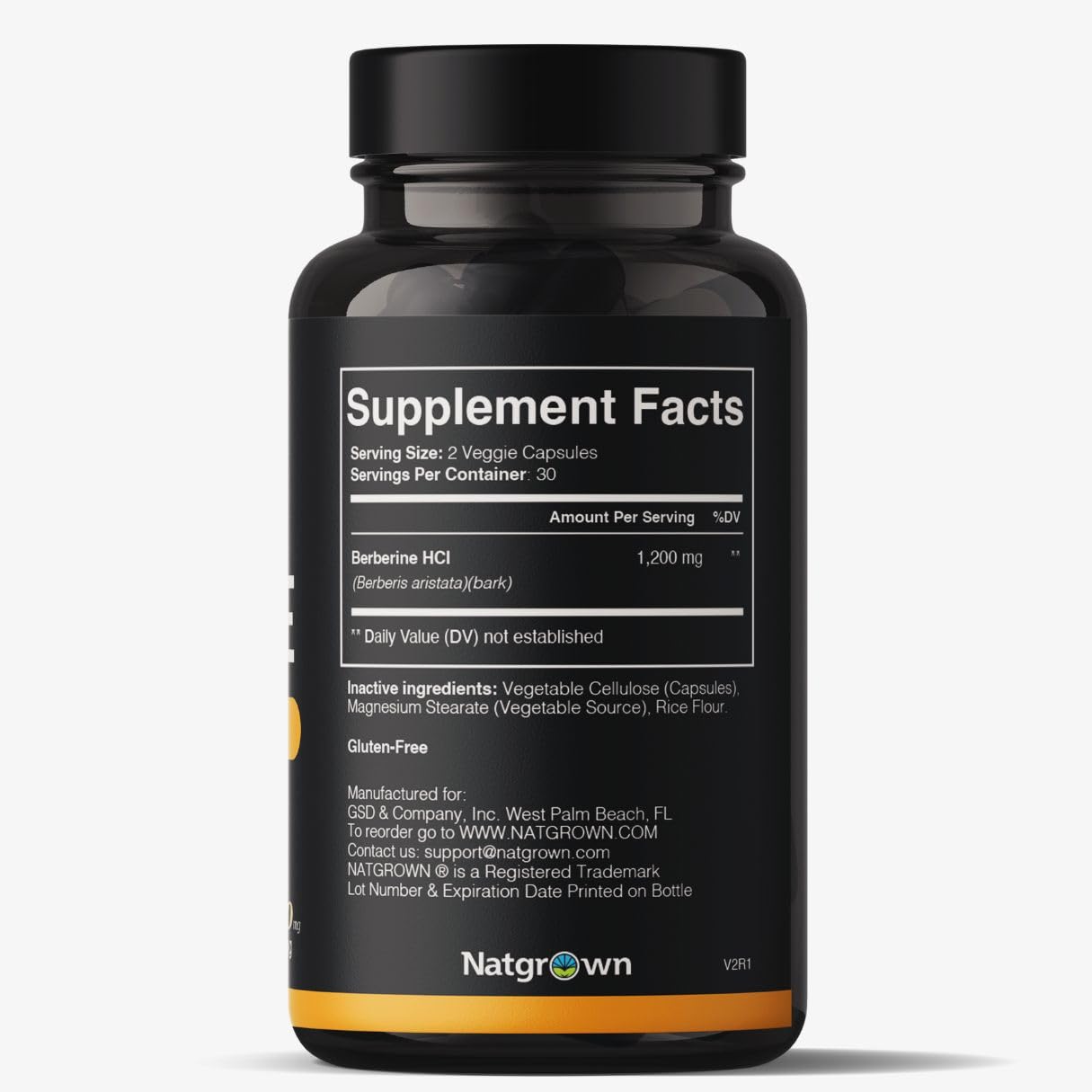 Natgrown Berberine HCl, usine GMP: fabriqué selon des normes de qualité.