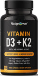 Natgrown: capsules D3 K2 zinc dans une bouteille prête à l'emploi pour la routine quotidienne.