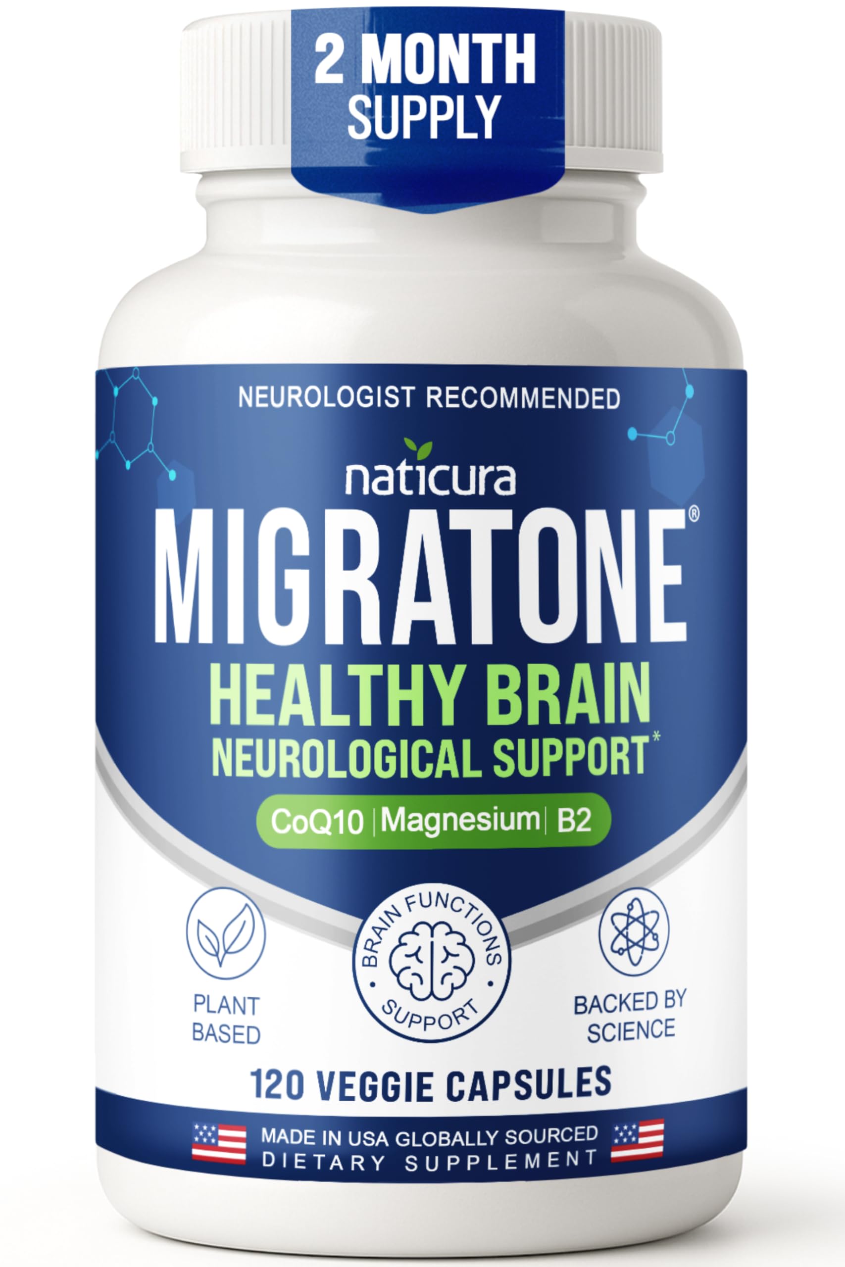 Naticura Migratone – bouteille montrant la formulation pour le soutien potentiel des migraines