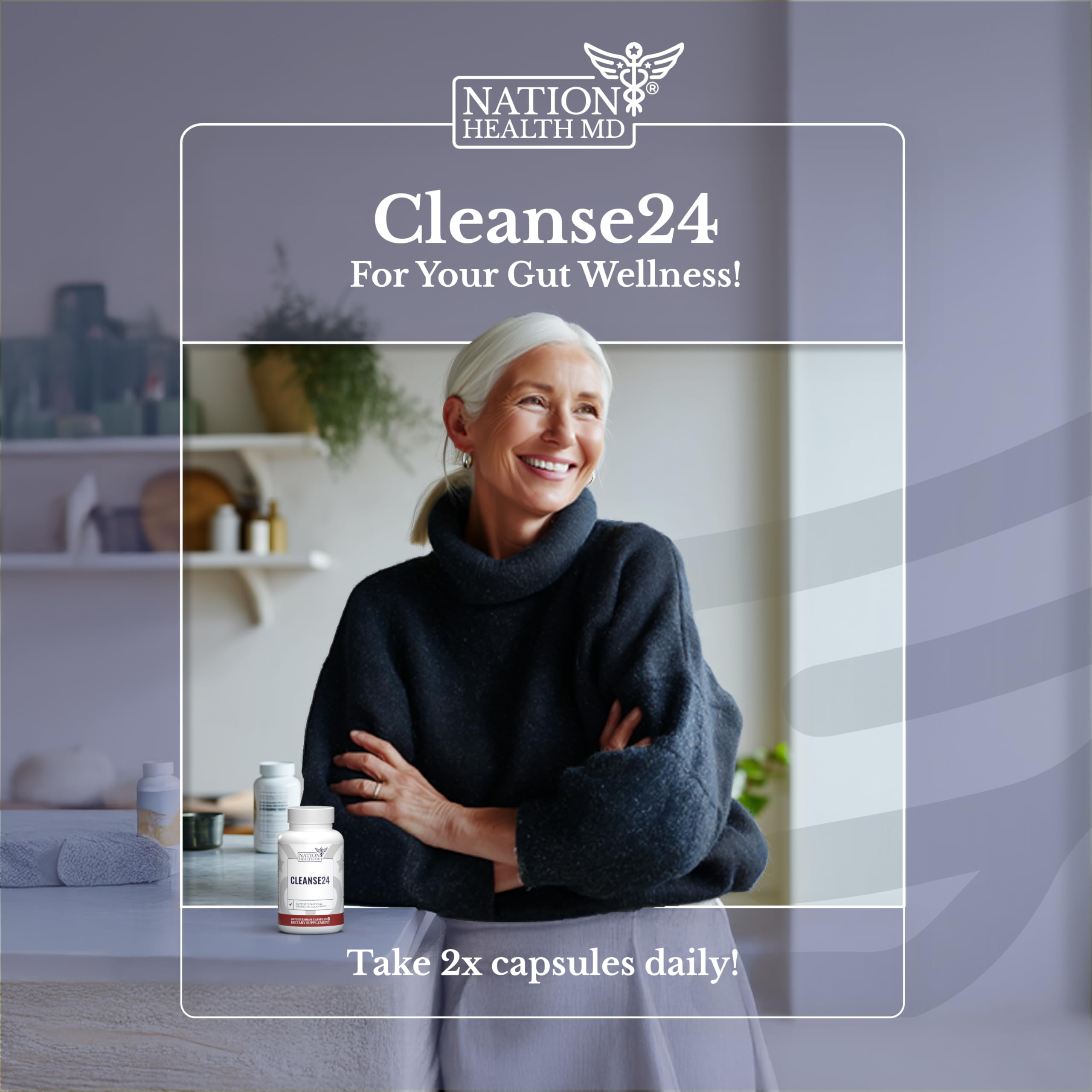 NATION HEALTH MD Cleanse24 - Gélules faciles à intégrer dans votre routine quotidienne.