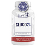 Gluco24 de Nation Health MD: bouteille énergie stable pour routine active.