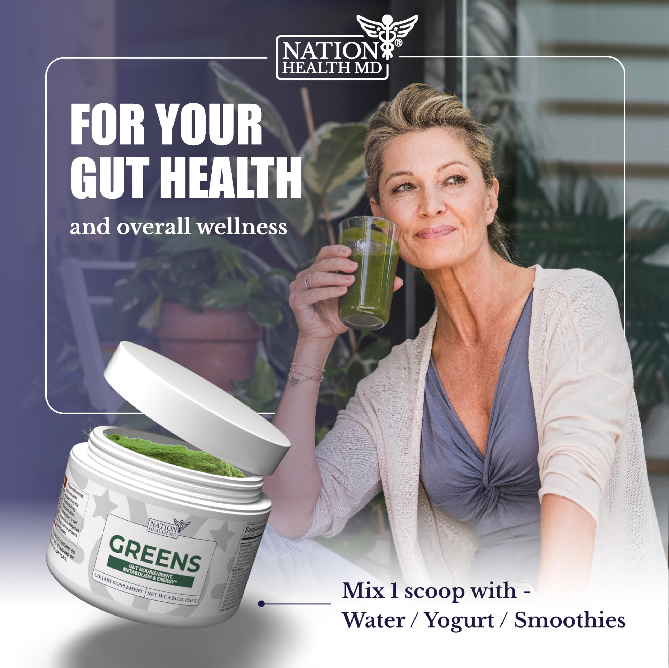 Nation Health MD Greens spiruline ingrédient principal nutritif