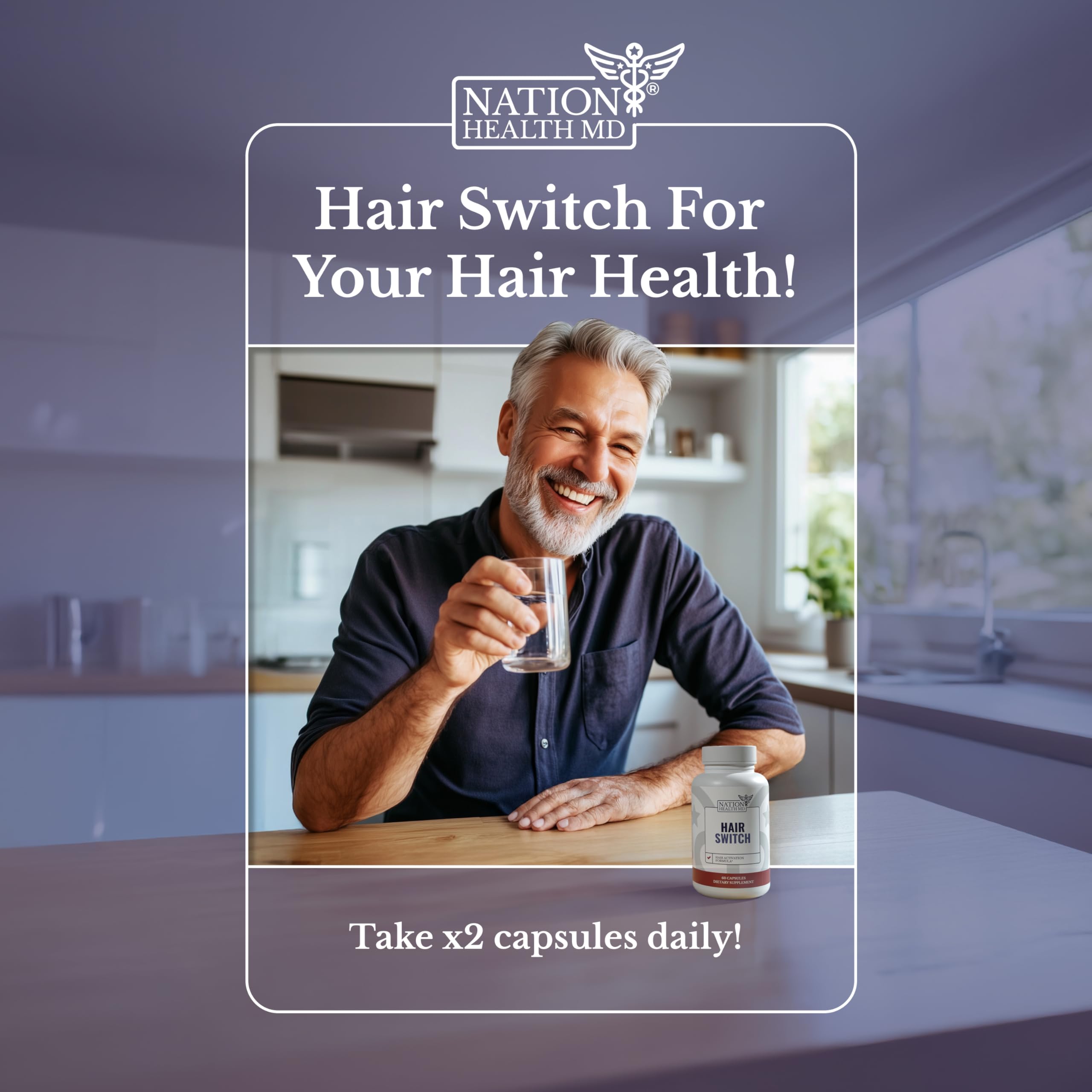 NATION HEALTH MD Hair Switch – notice avec biotine, zinc et sélénium pour cheveux.