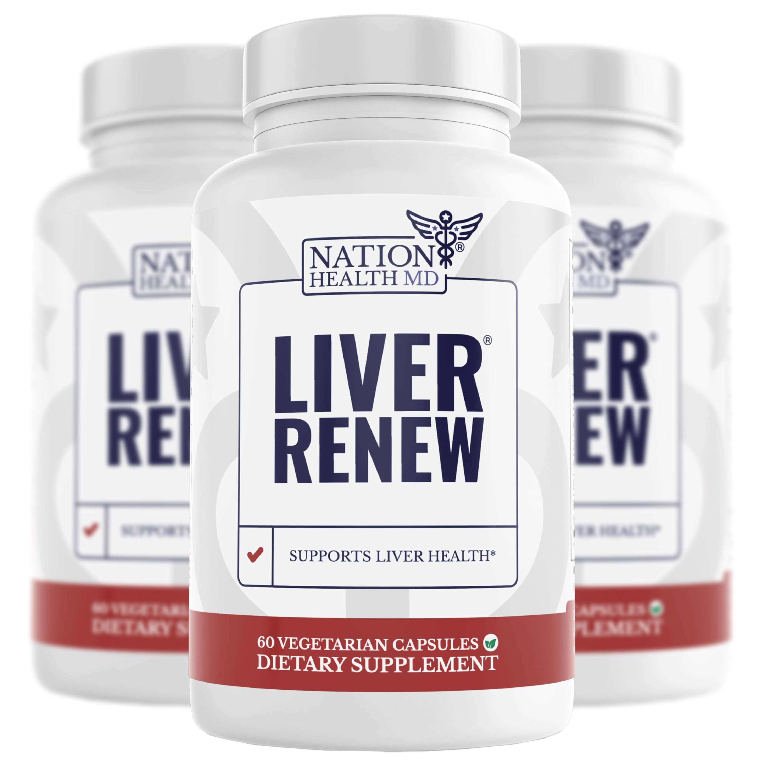 Liver Renew de Nation Health MD, bouteille sur comptoir, soutien du foie envisagé.