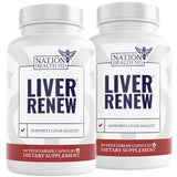 Nation Health MD Liver Renew montre la bouteille pour un soutien hépatique potentiel et énergie.