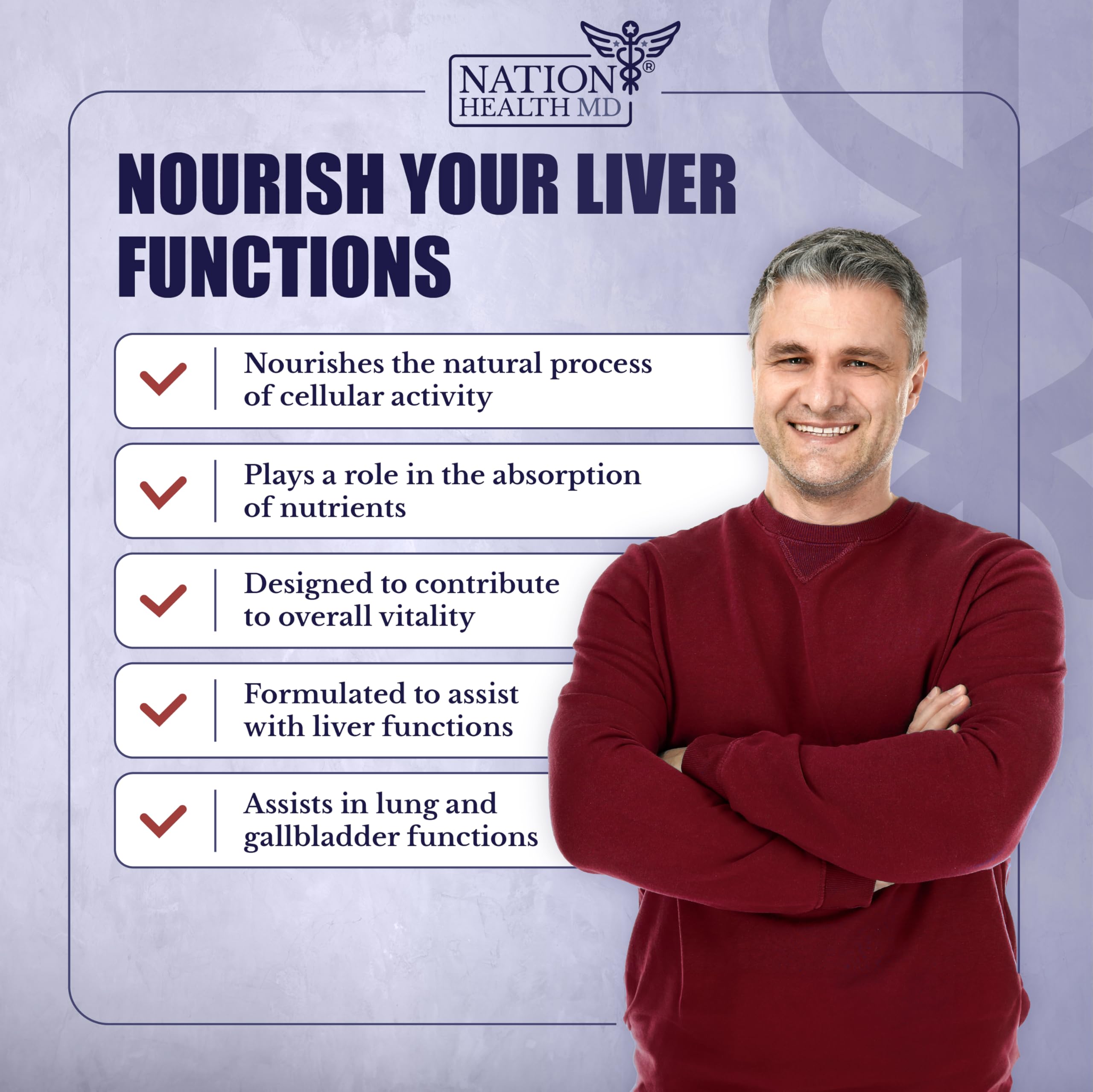  Nation Health MD Liver Renew — Emballage: présentation soignée et naturelle.