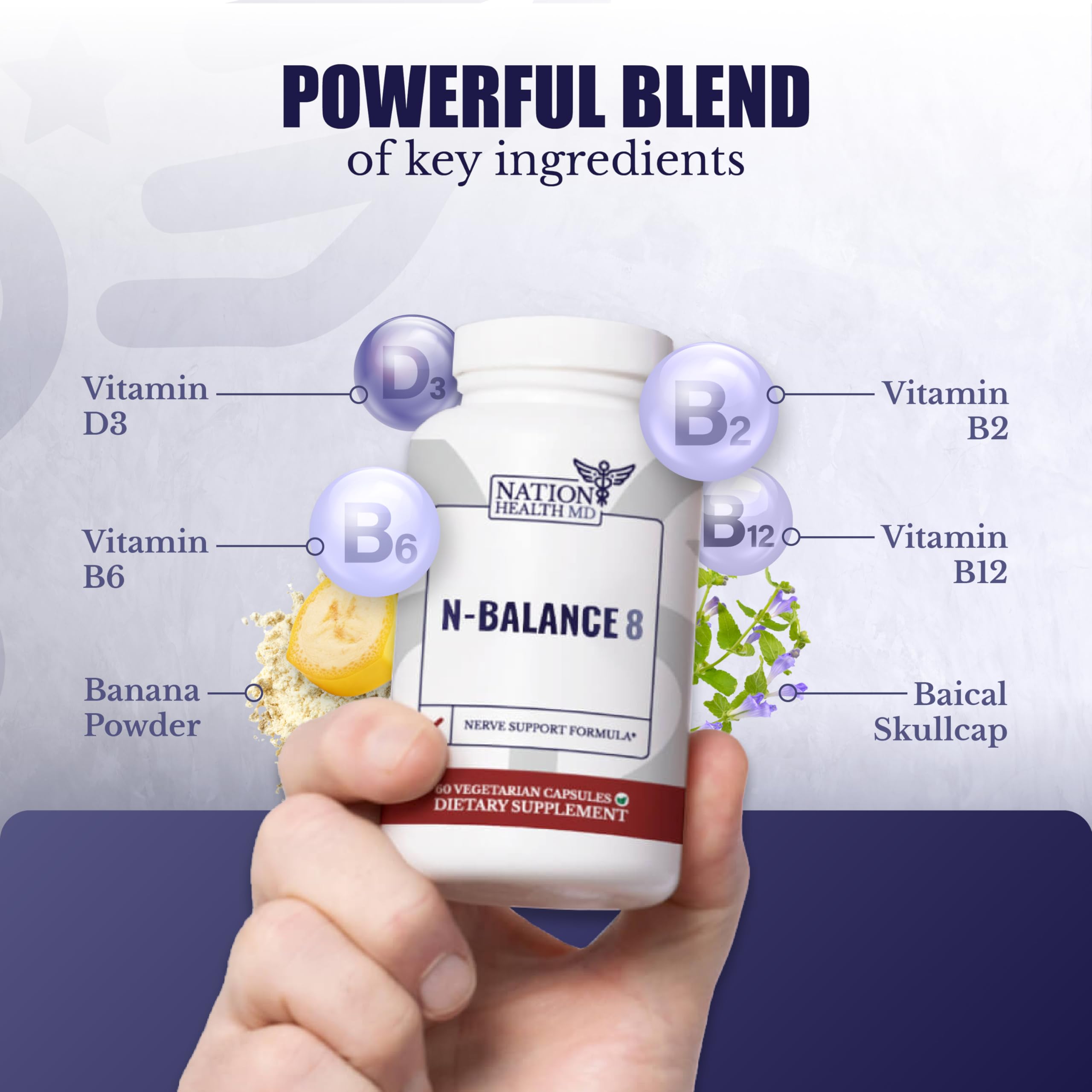 NATION HEALTH MD N-Balance8 étiquette - informations claires pour le soutien nerveux