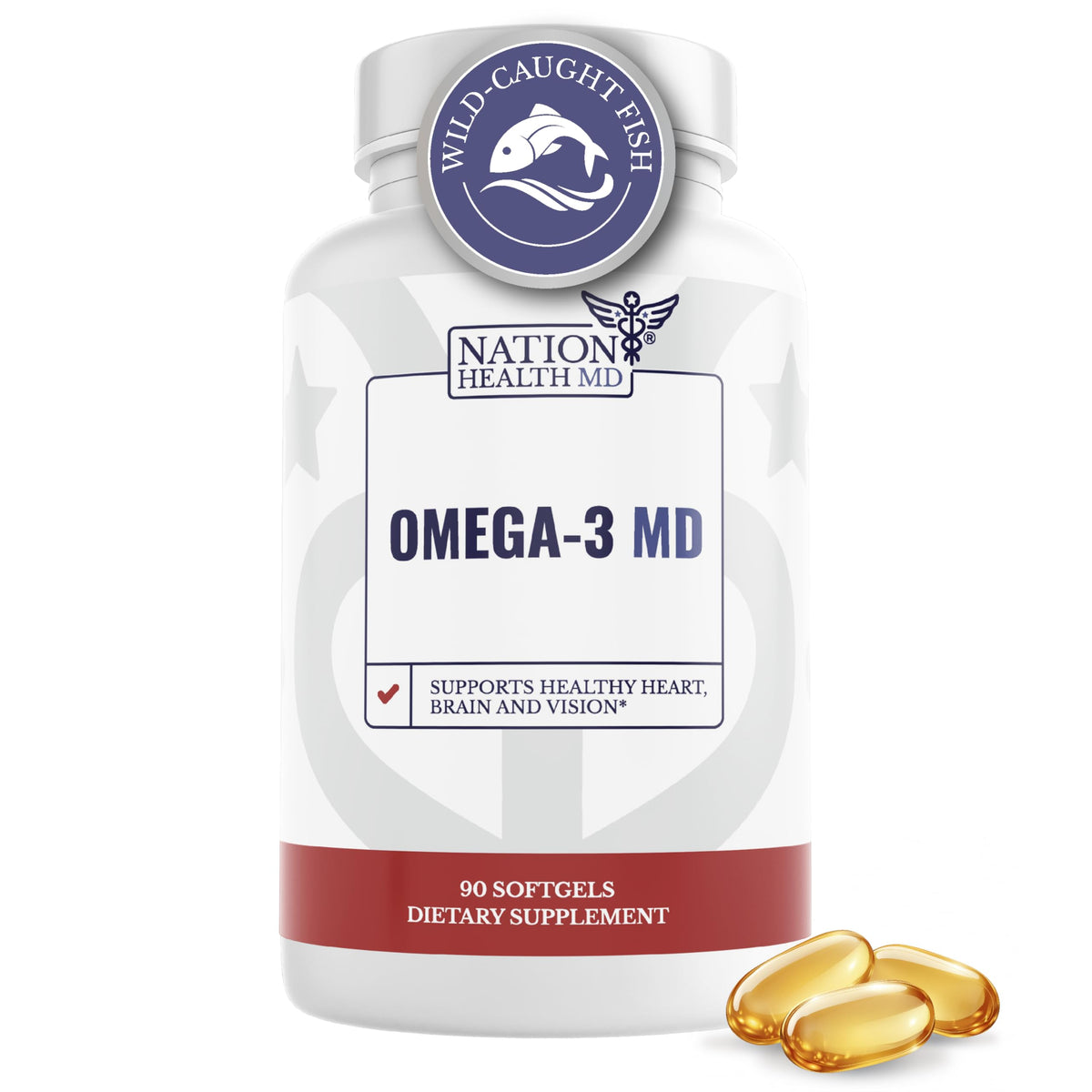 NATION HEALTH MD Omega-3 Bouteille: soutien potentiel au cœur et bien-être quotidien.