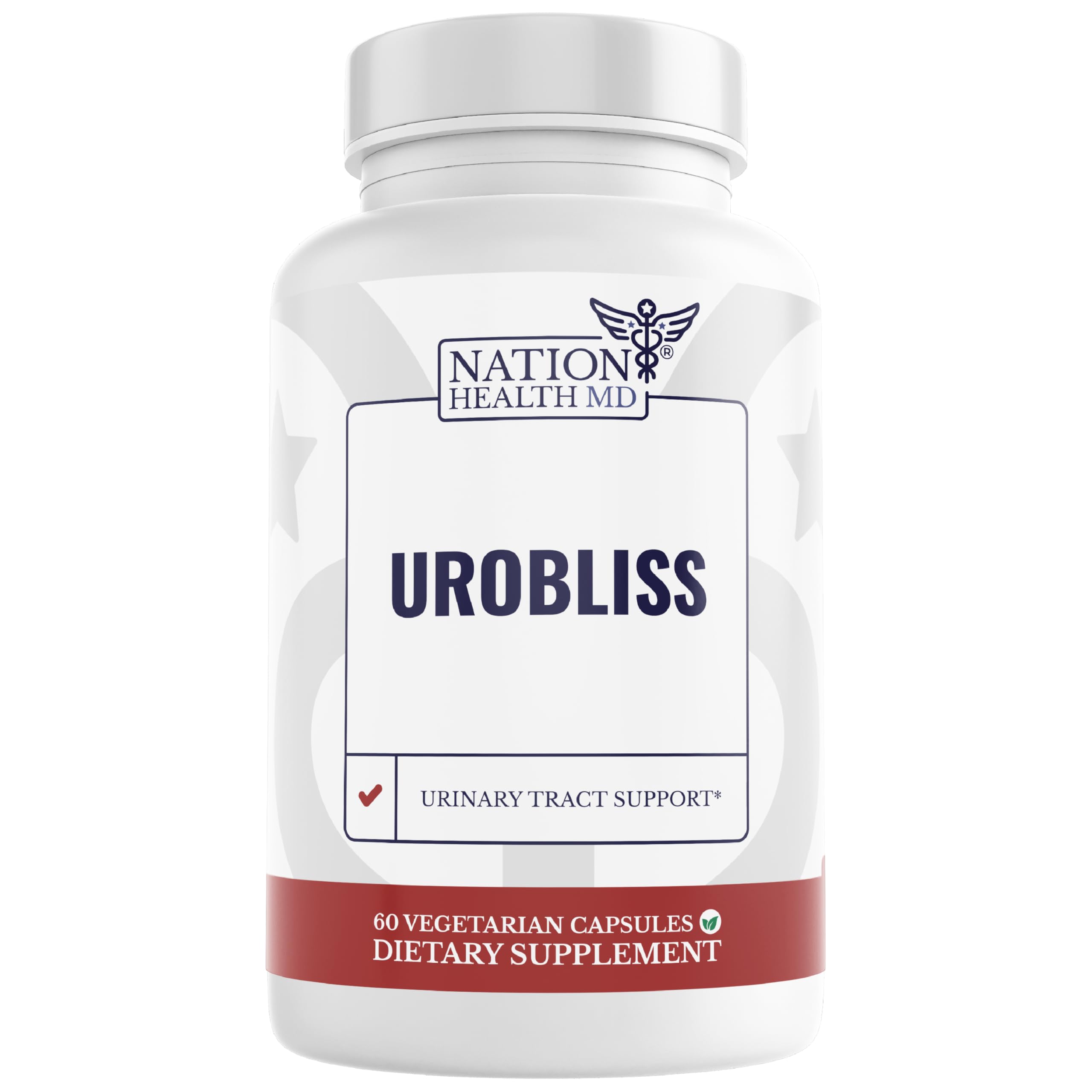 UroBliss de Nation Health MD, bouteille et capsules, soutien potentiel du confort urinaire