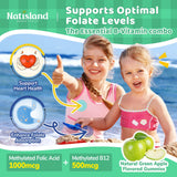 Détails de dosage NATISLAND L‑Methylfolate gommes sur l’étiquette.