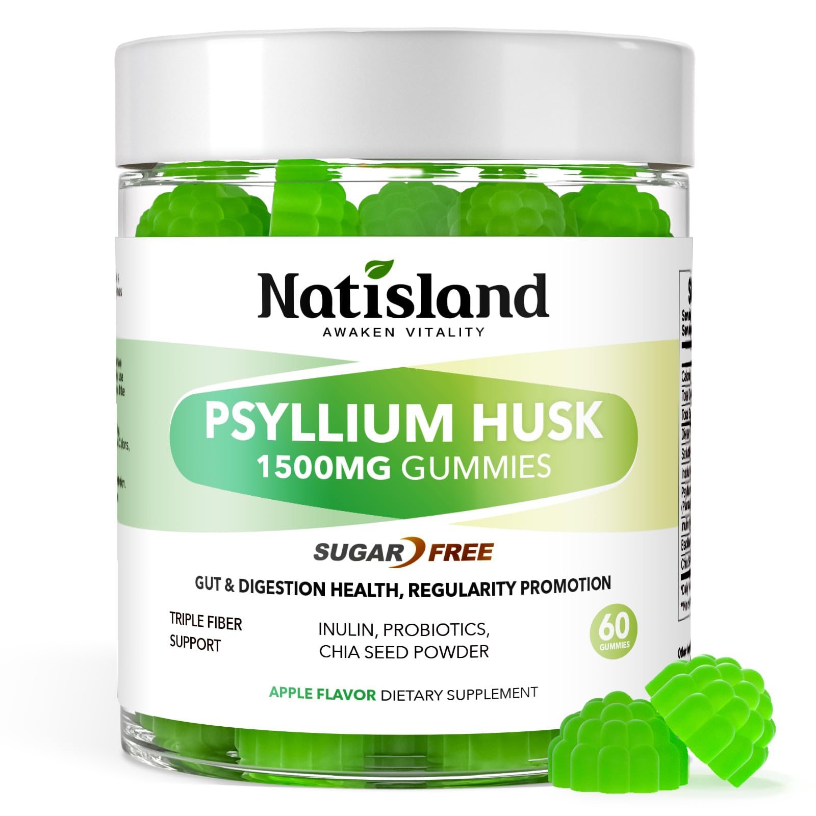 Gommes NATISLAND psyllium husk, emballage pratique pour quotidien