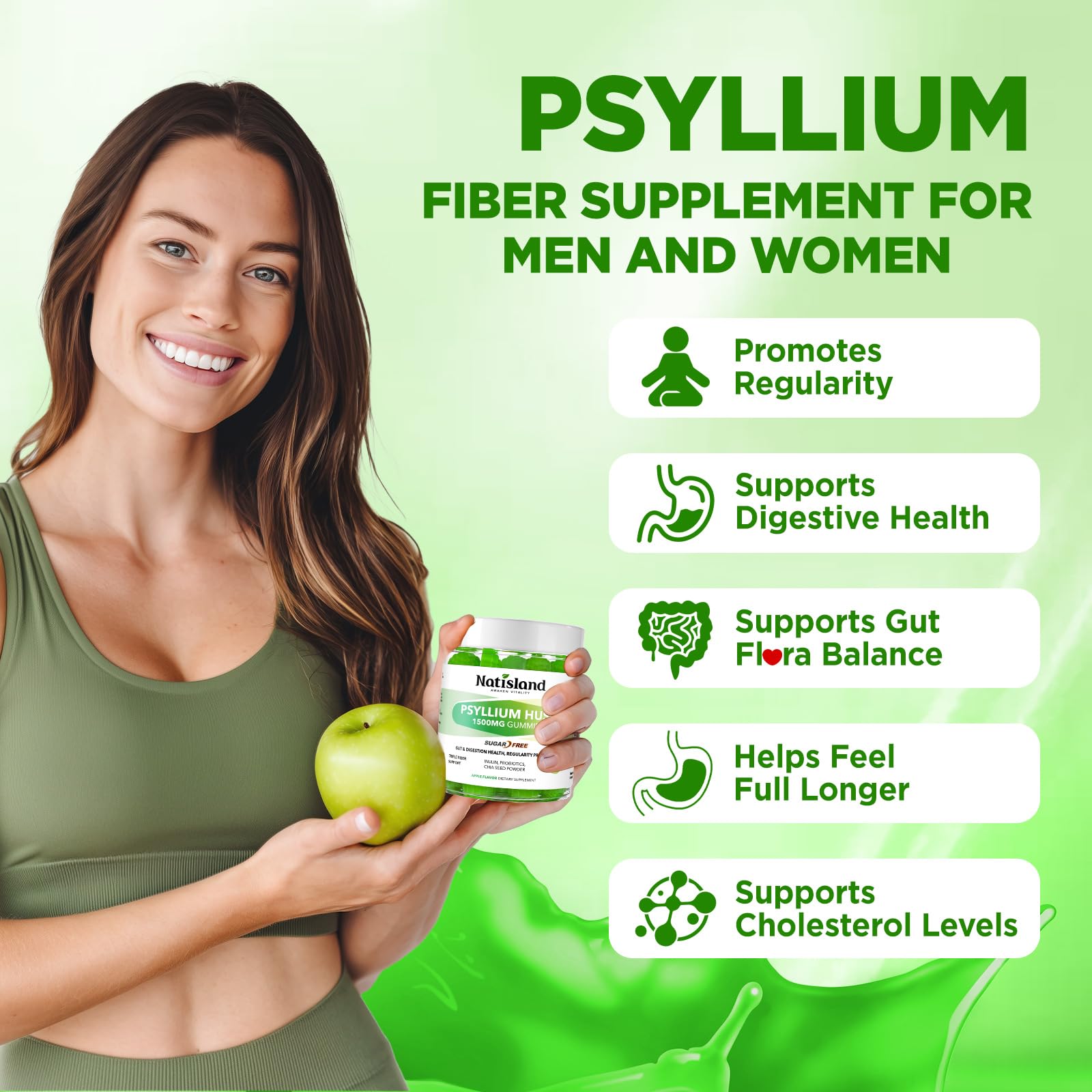 Gommes NATISLAND psyllium husk – inuline et chia pour fibres complètes