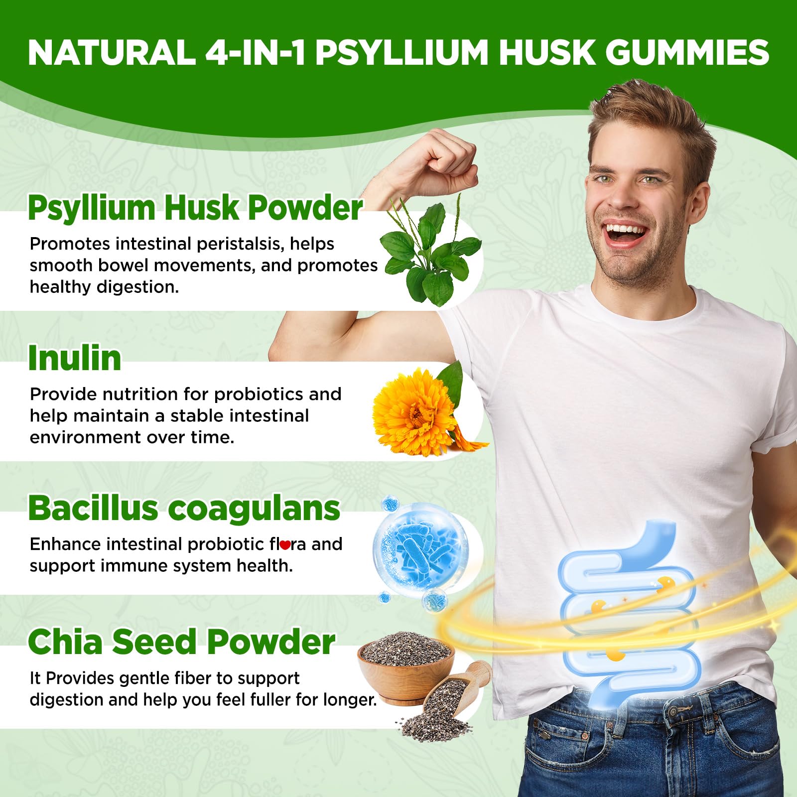 Gommes NATISLAND psyllium husk – probiotiques et inuline