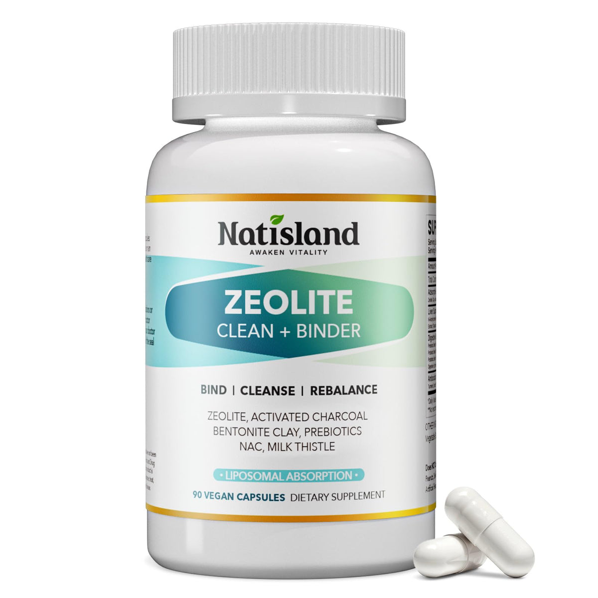 Natisland Zeolite Detox capsules: soutien digestif quotidien et équilibre minéral.