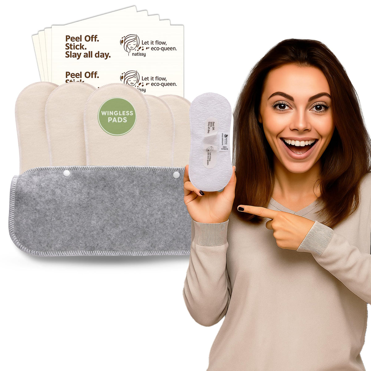 Natissy protections menstruelles sans ailes avec adhesif, 6-pack, maintien fiable.