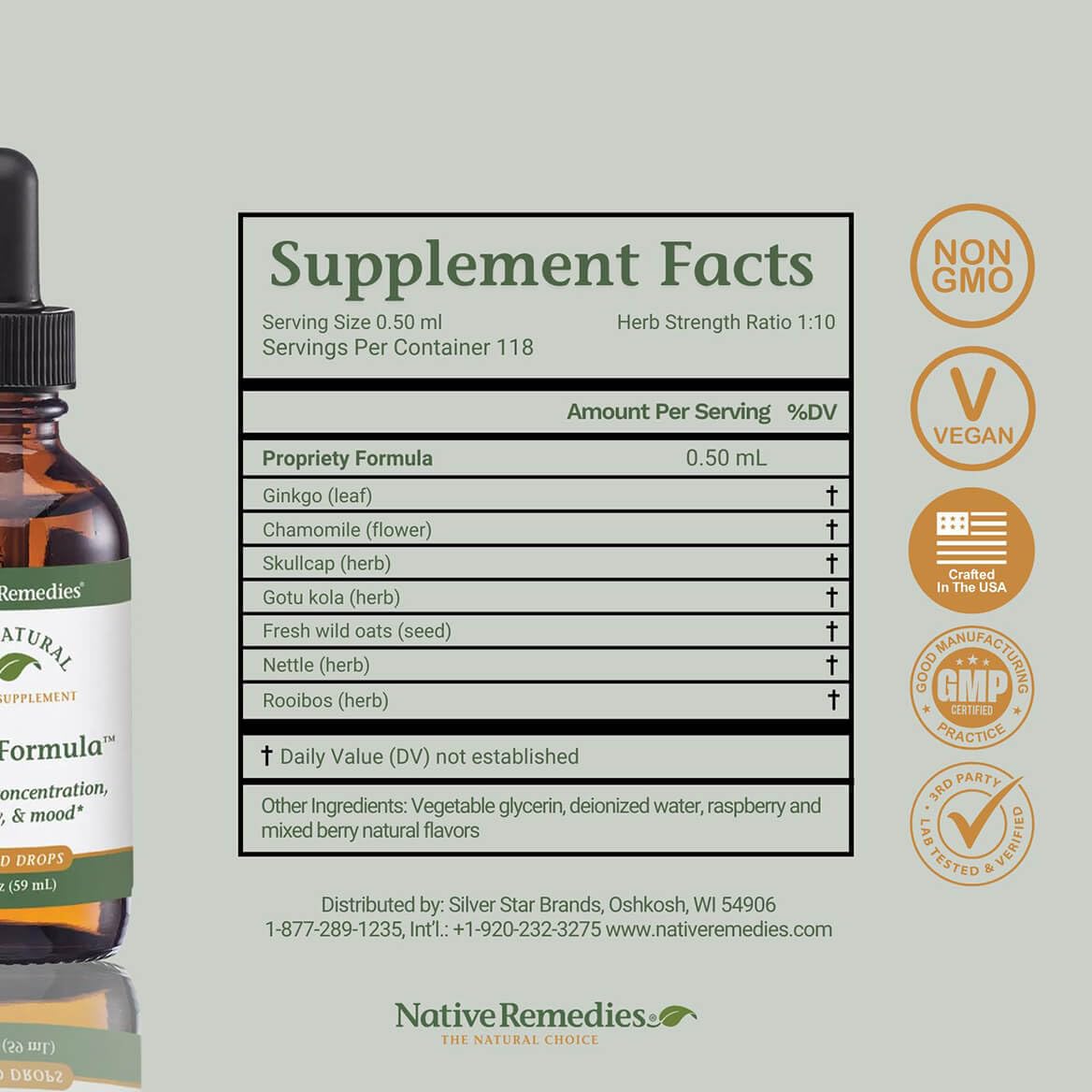 Native Remedies Focus Formula – dose près d’un carnet, exemple d’utilisation lors d’une session.