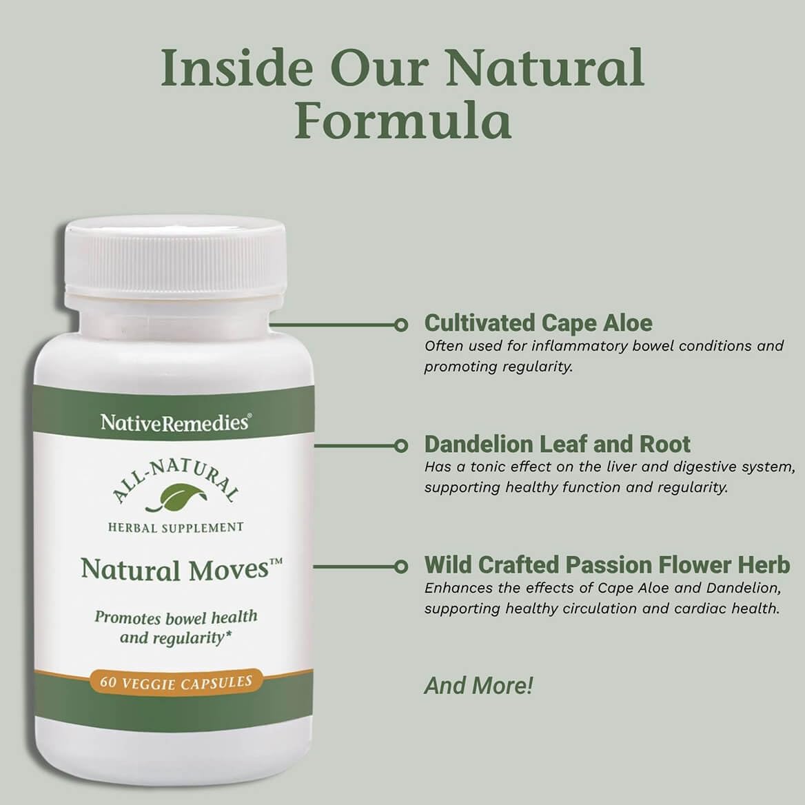 Natural Moves par Native Remedies: aide potentielle à un transit intestinal régulier et sain.
