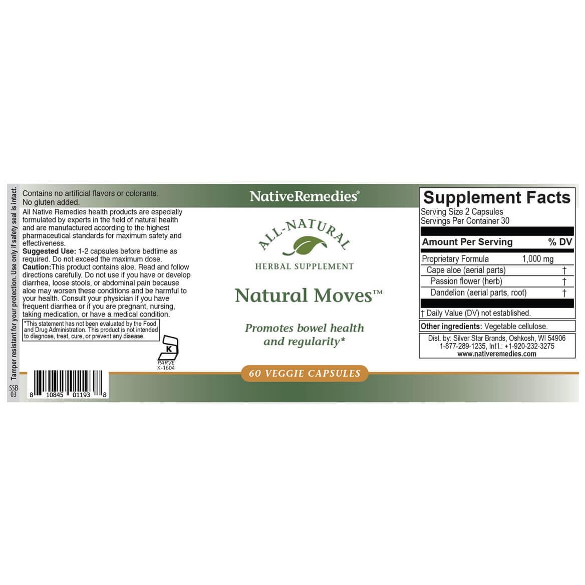 Natural Moves par Native Remedies: usage quotidien facile pour soutenir l’élimination naturelle.