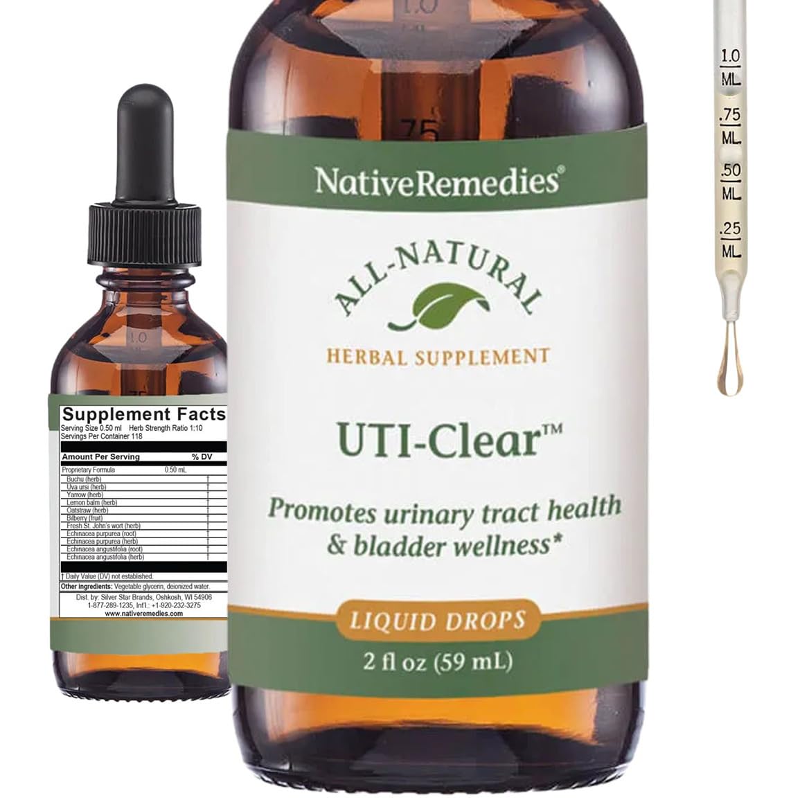 Native Remedies UTI-Clear - bouteille 59 ml prête à l'emploi et portable.