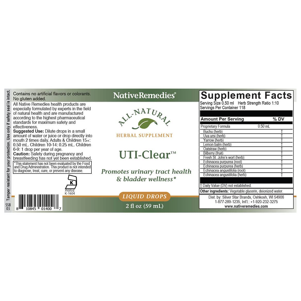 Native Remedies UTI-Clear - logo Silver Star pour une confiance renforcée.
