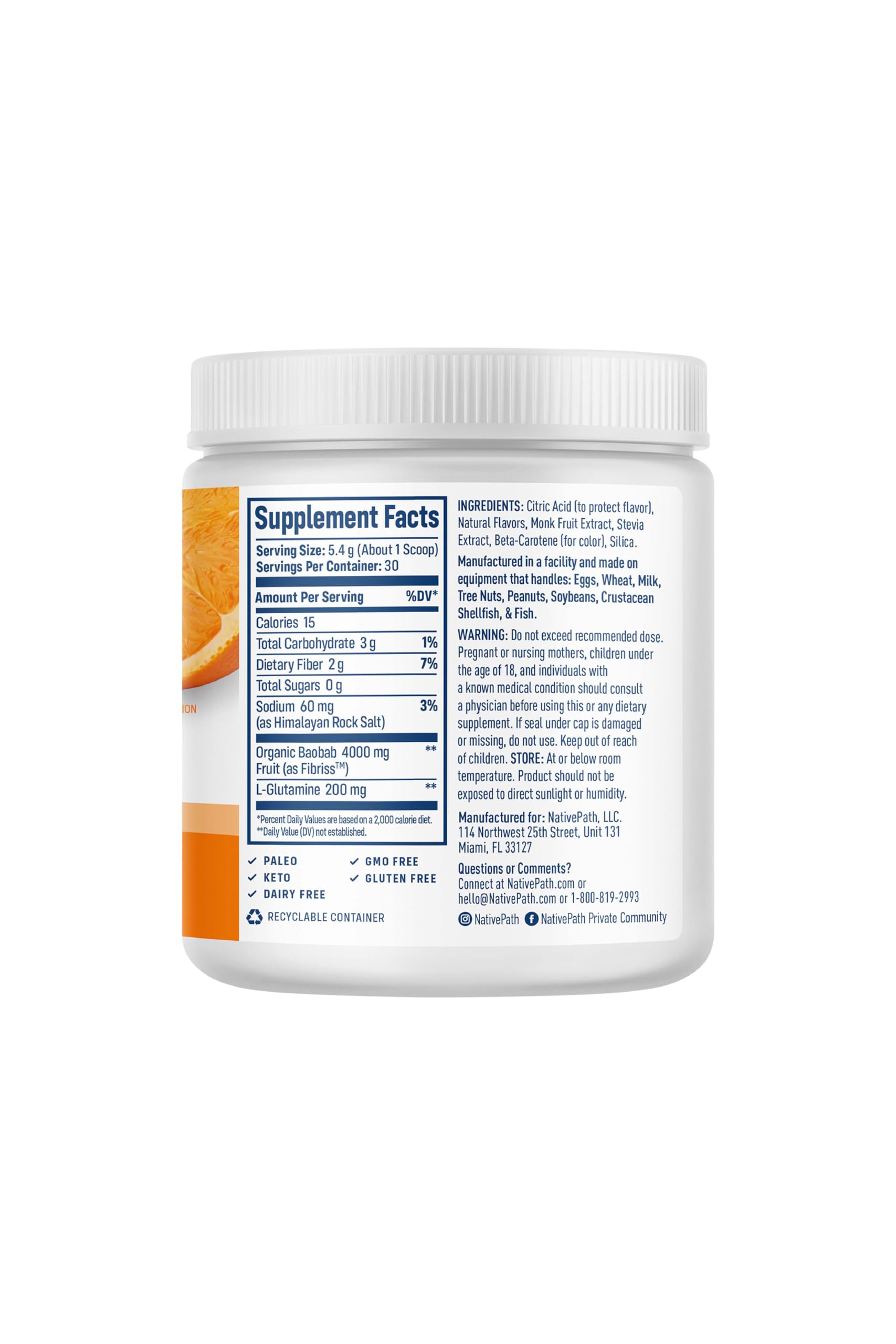 Doseur NativePath Baobab Prébiotique pour un dosage précis et pratique.