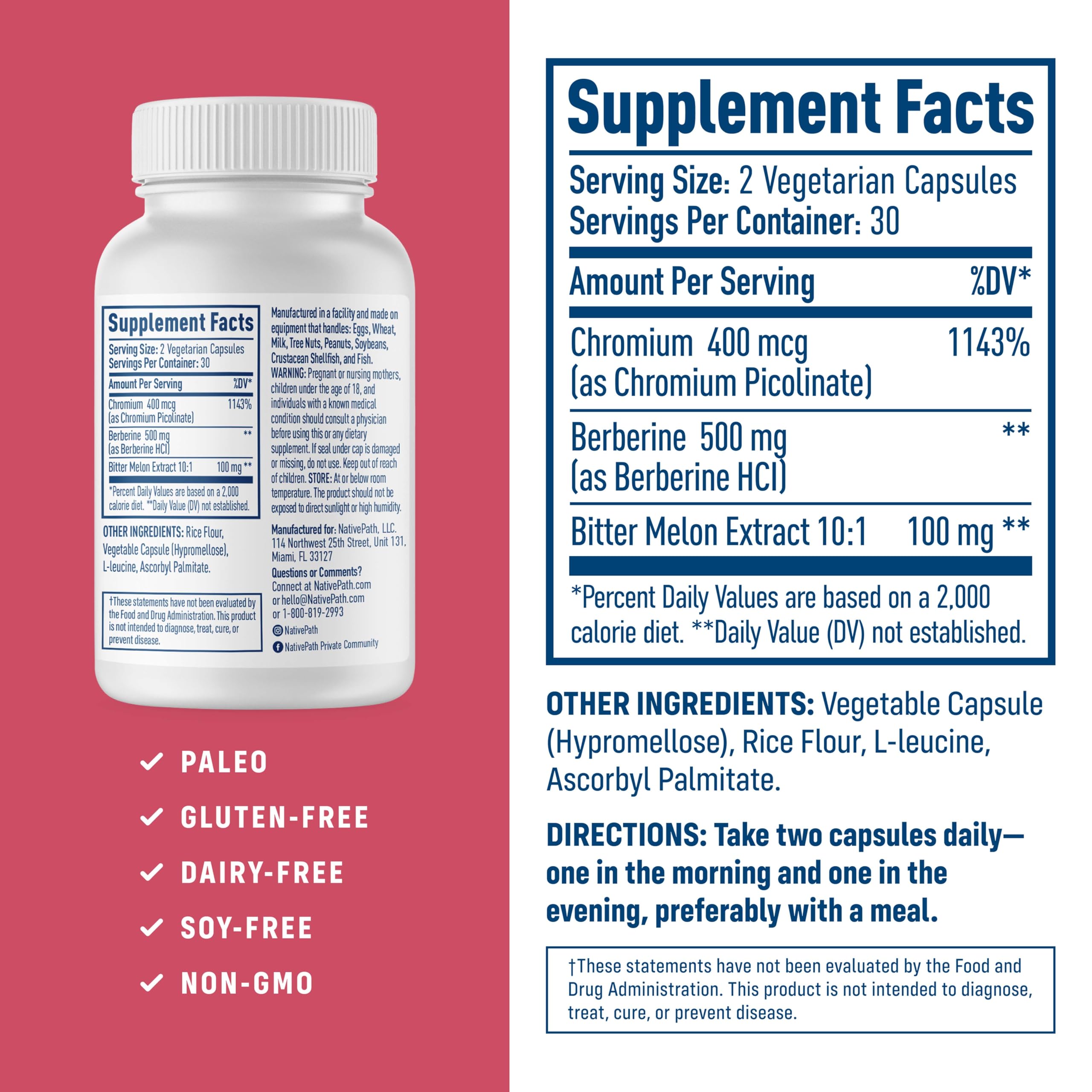 NativePath Berberine HCl: capsules faciles à avaler au quotidien.