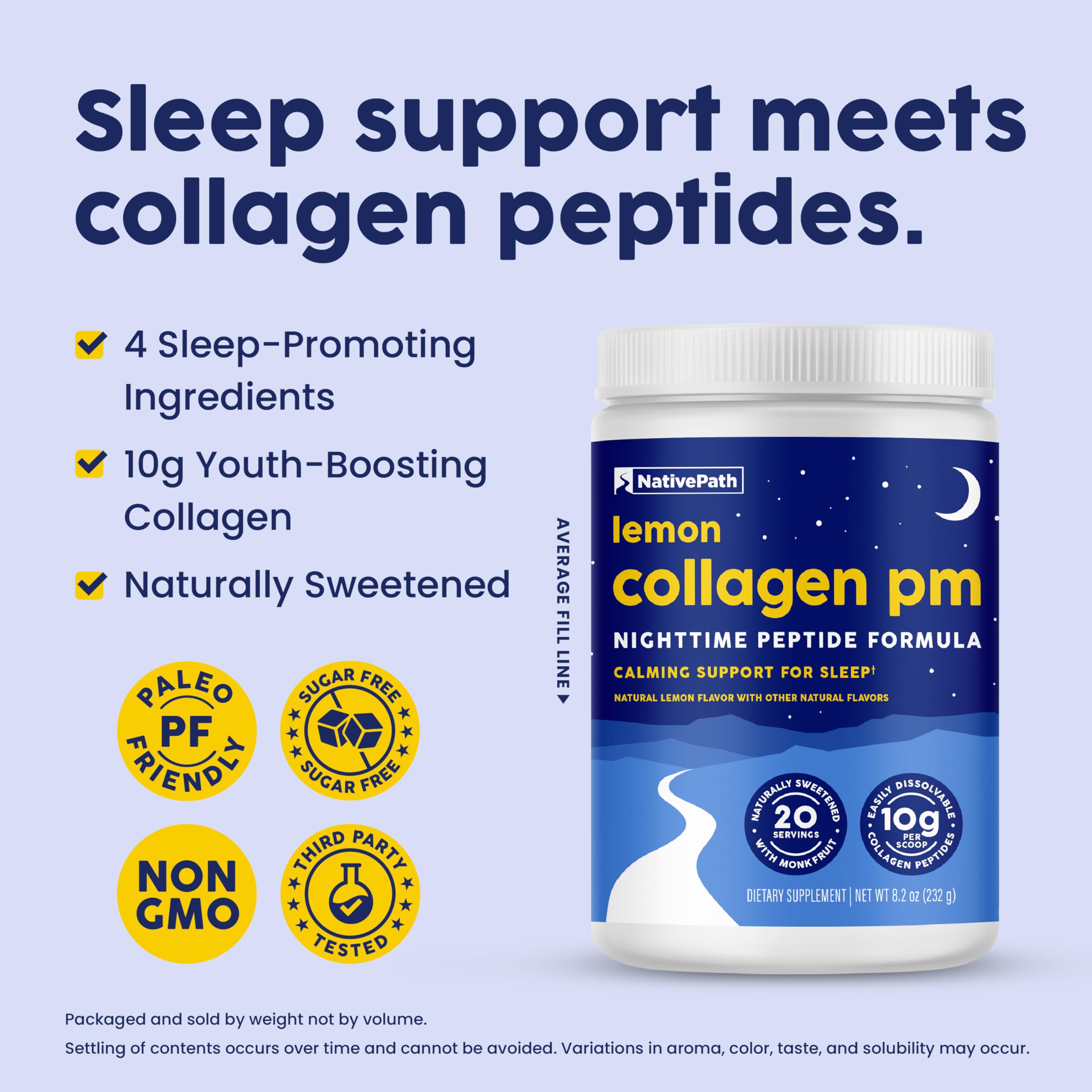 NativePath Collagen PM Lemon, magnésium pour détendre muscles et esprit en fin de journée