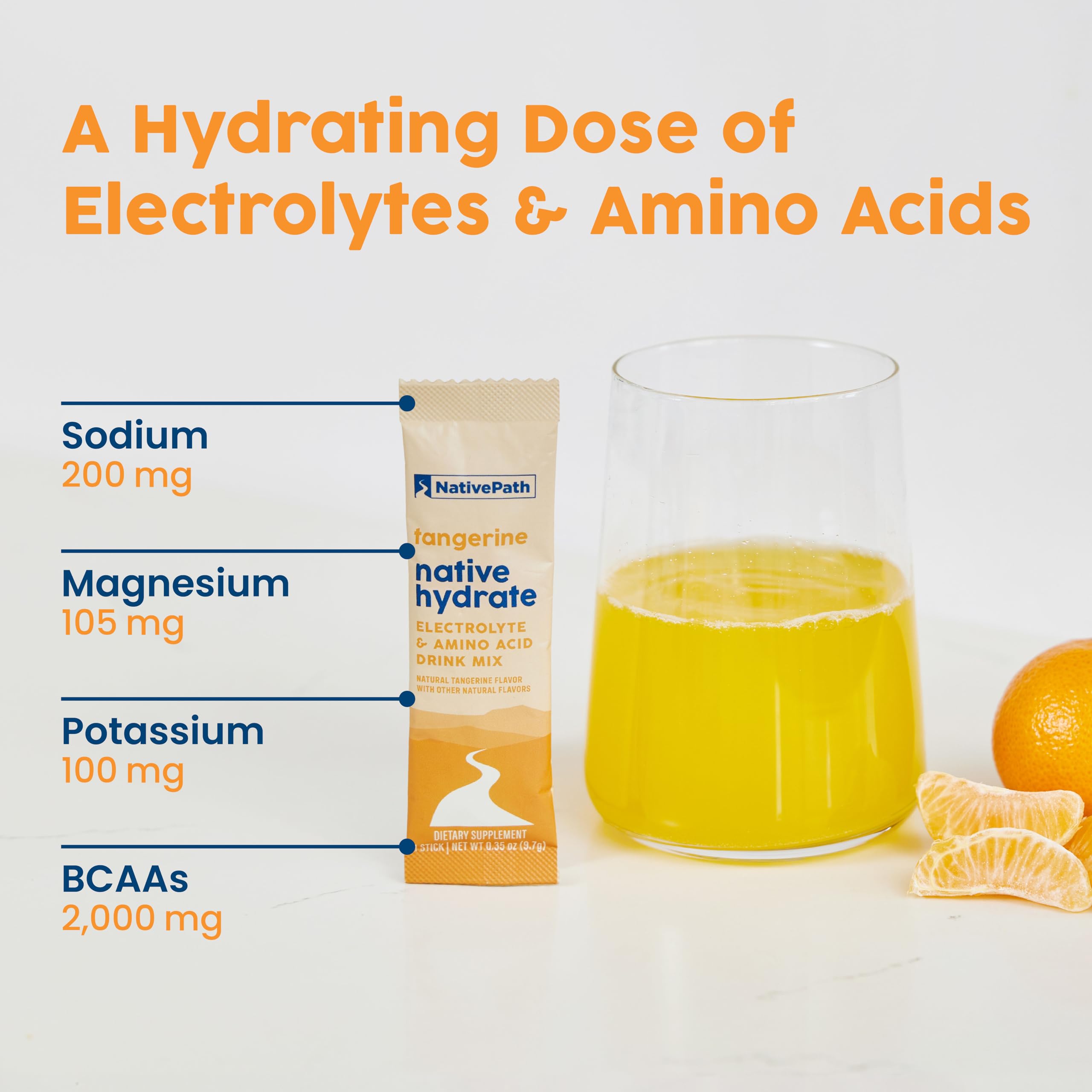 NativePath Hydrate Stick Pack inclut des BCAA, soutien potentiel à l'effort et à la récupération.