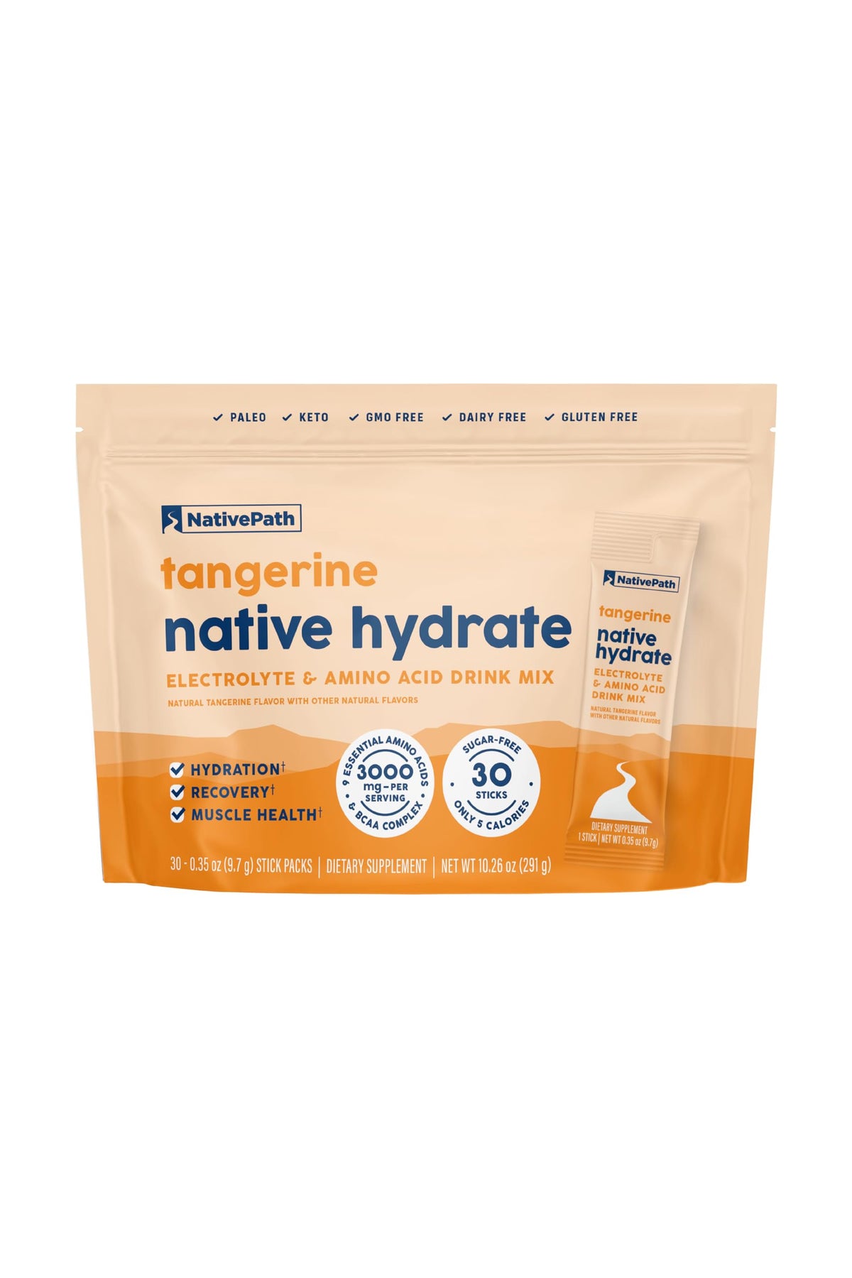 NativePath Hydrate Stick Pack – présentation de l'emballage, pratique pour rester hydraté en déplacement.