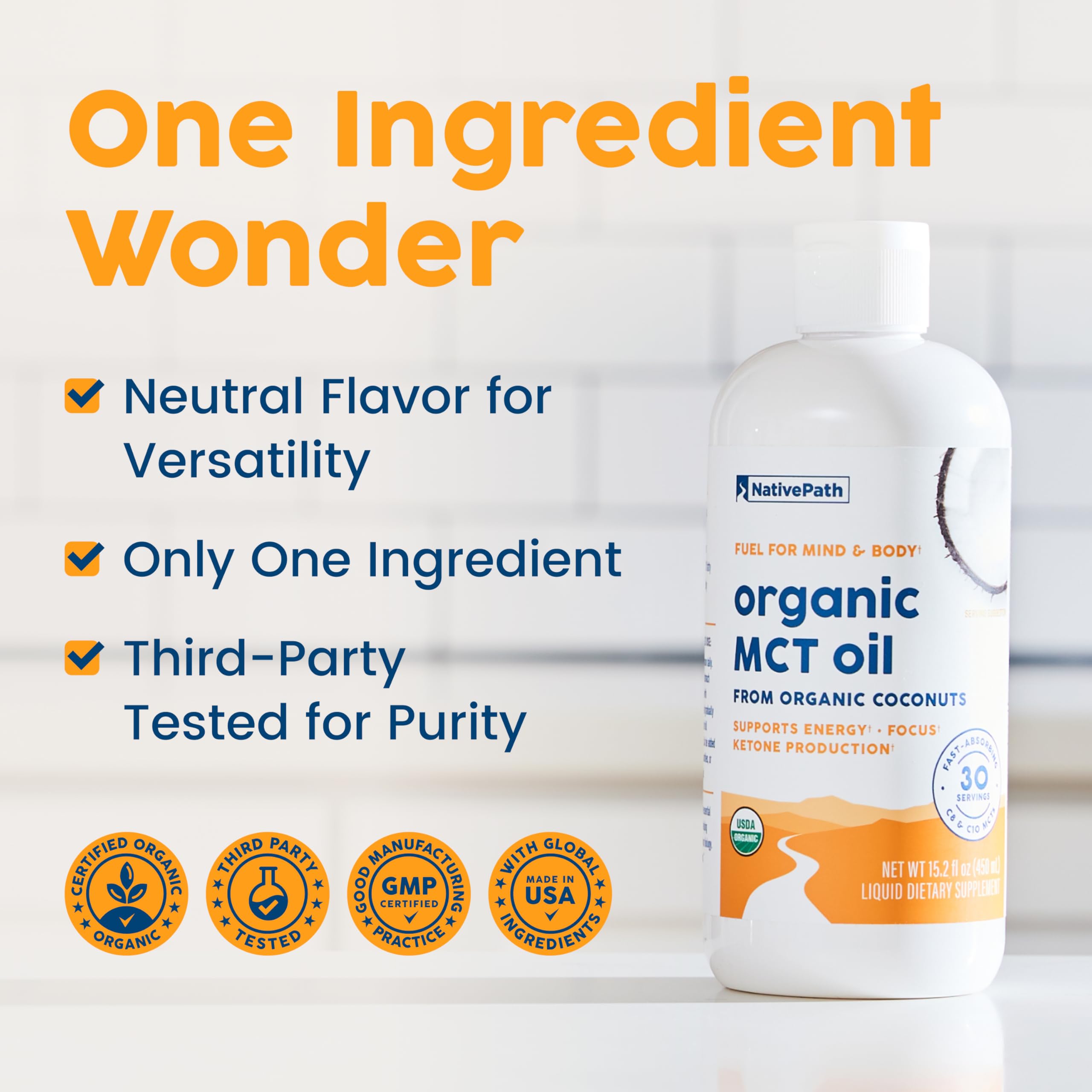 Café avec NativePath MCT huile liquide, boost discret d'énergie