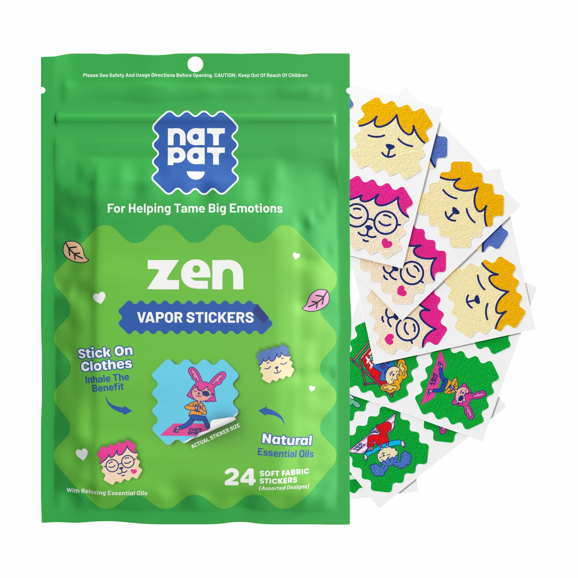 NATPAT ZenPatch sur l'étiquette calme pour enfant, favorise un moment de détente en classe.
