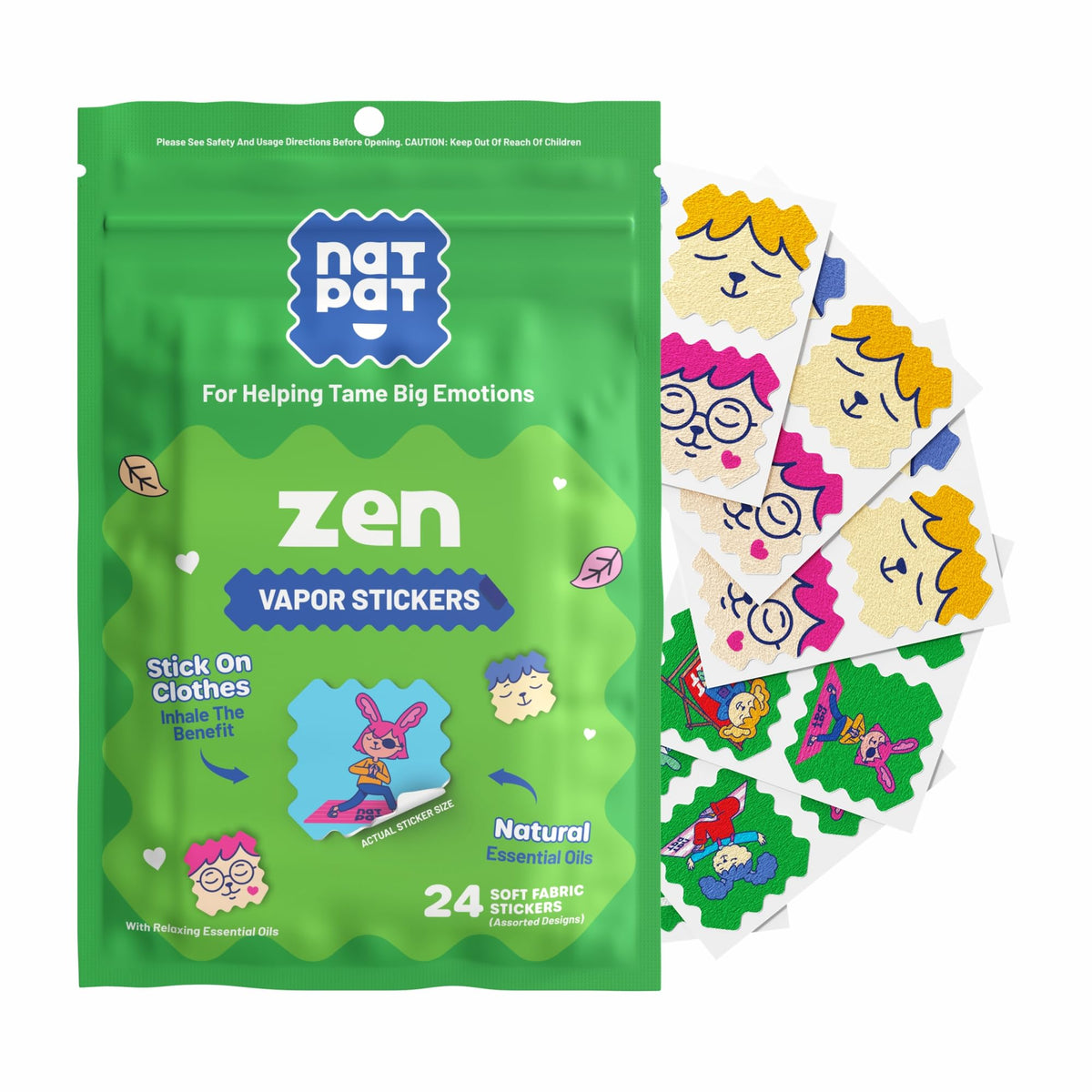 NATPAT ZenPatch sur l'étiquette calme pour enfant, favorise un moment de détente en classe.
