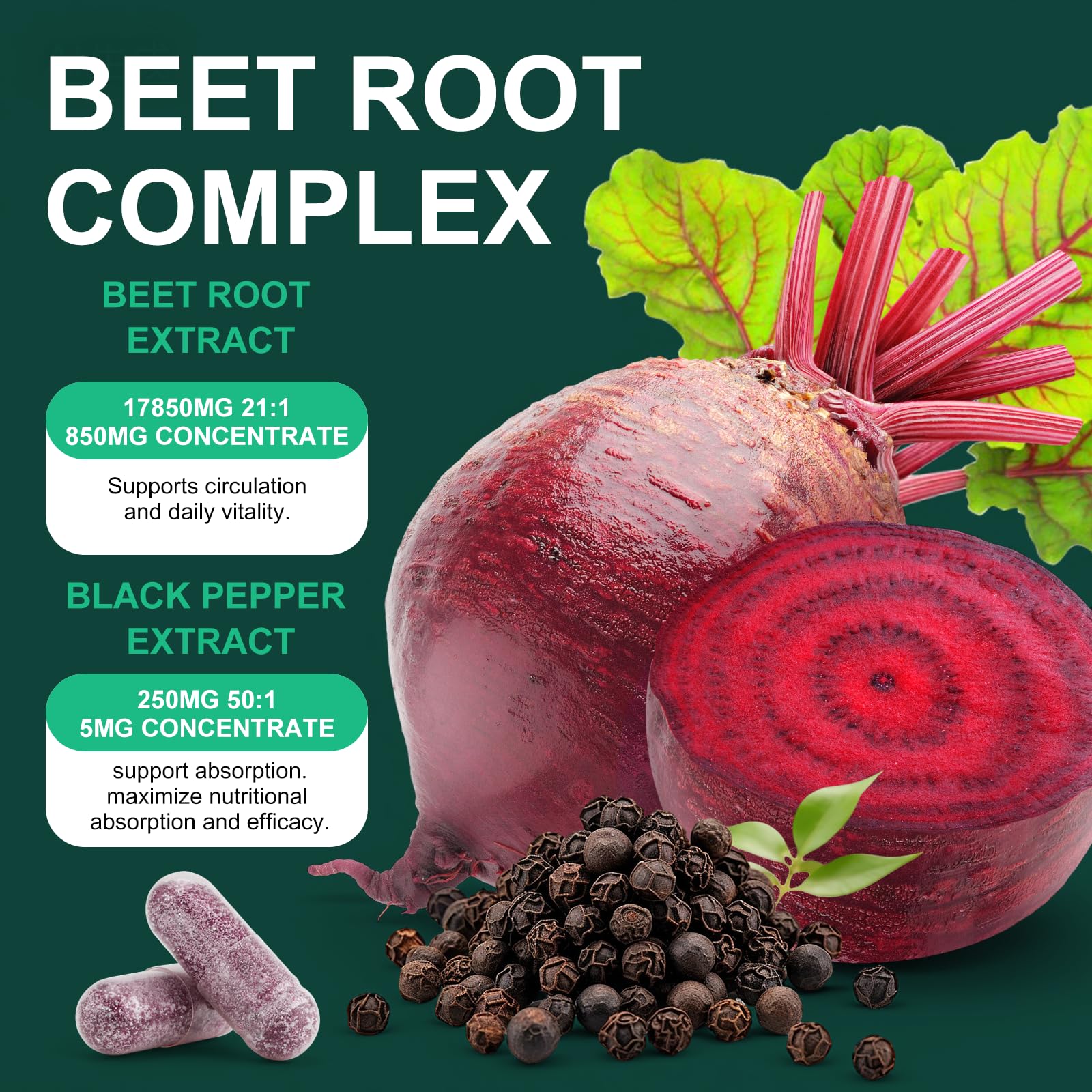 Natprime Betterave et poivre noir: absorption améliorée des nutriments.