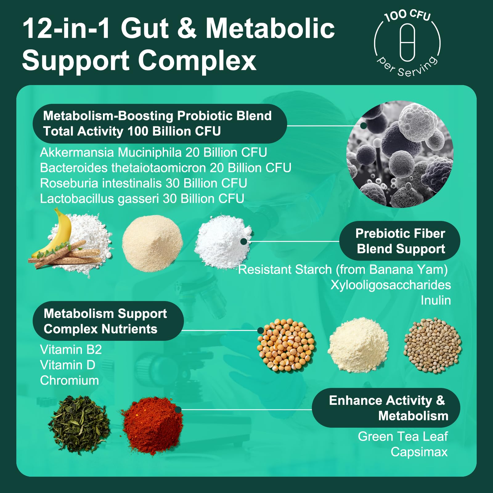 Capsules Natprime Akkermansia avec prébiotiques pour l'équilibre de l'appétit.