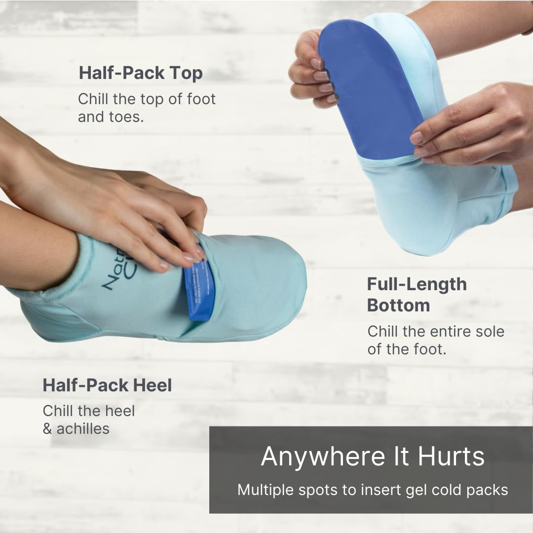 Chaussettes NatraCure utilisées à domicile pour pieds chauds.